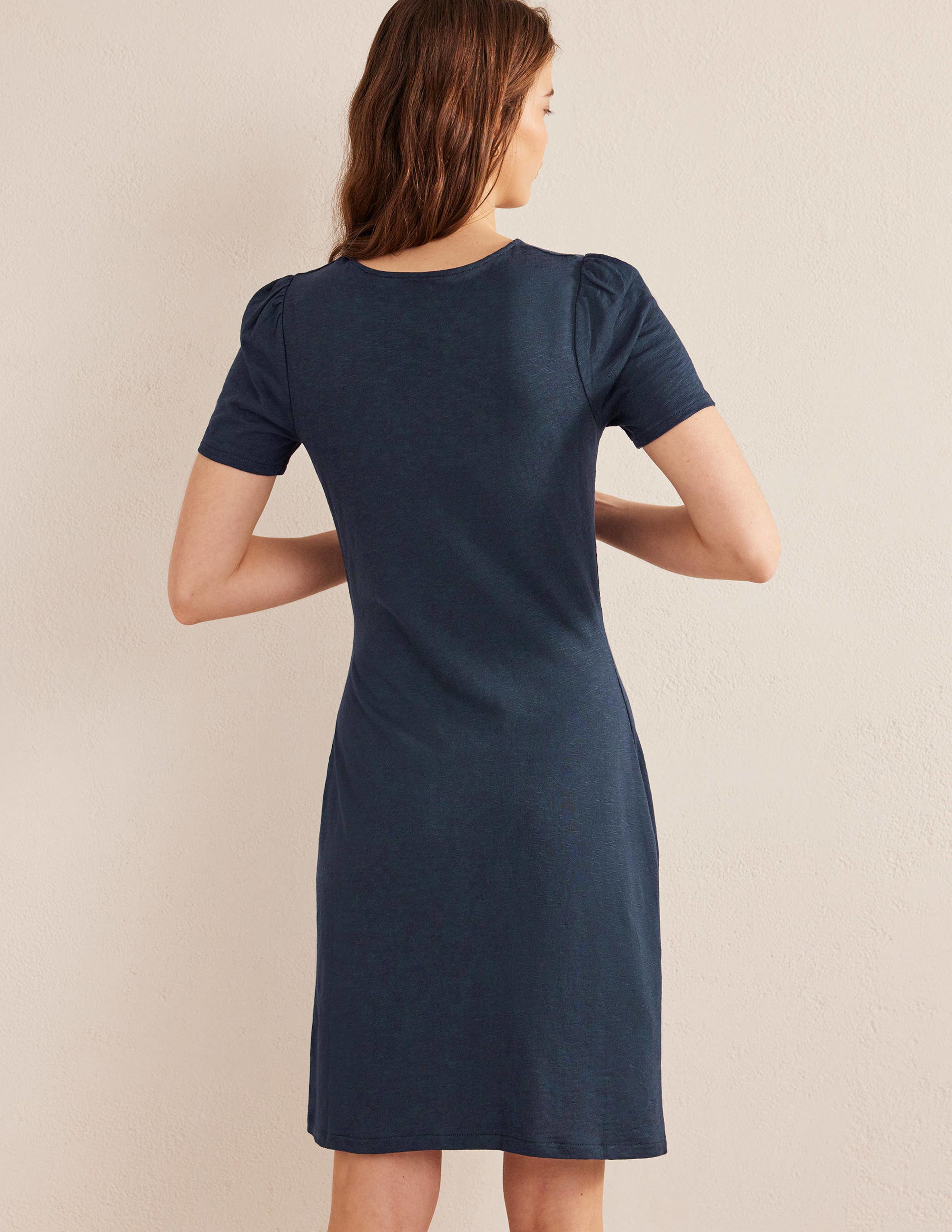 Knot Front Jersey Dress-Navy - Image 3