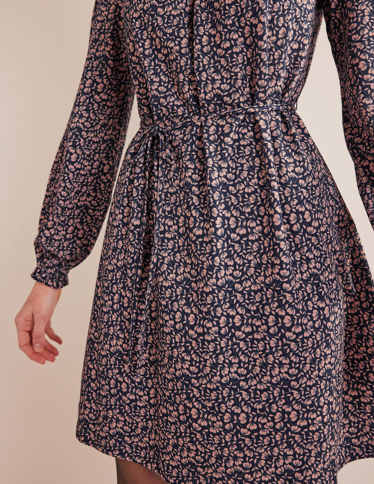 Easy Yoke Mini Jersey Dress-French Navy, Poppy Petal-2