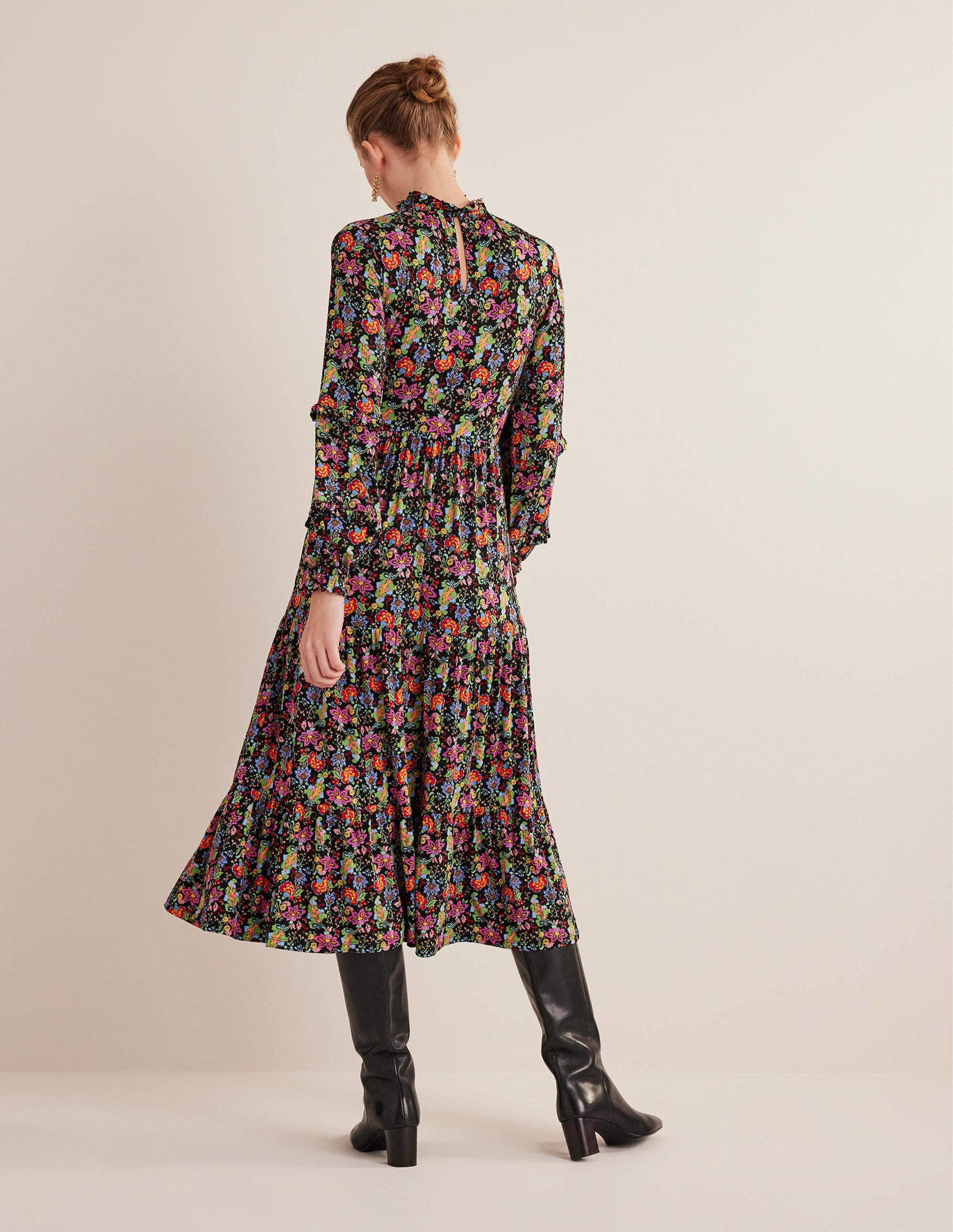 Tier Insert Midi Jersey Dress-Multi, Carnation Garden - Image 4