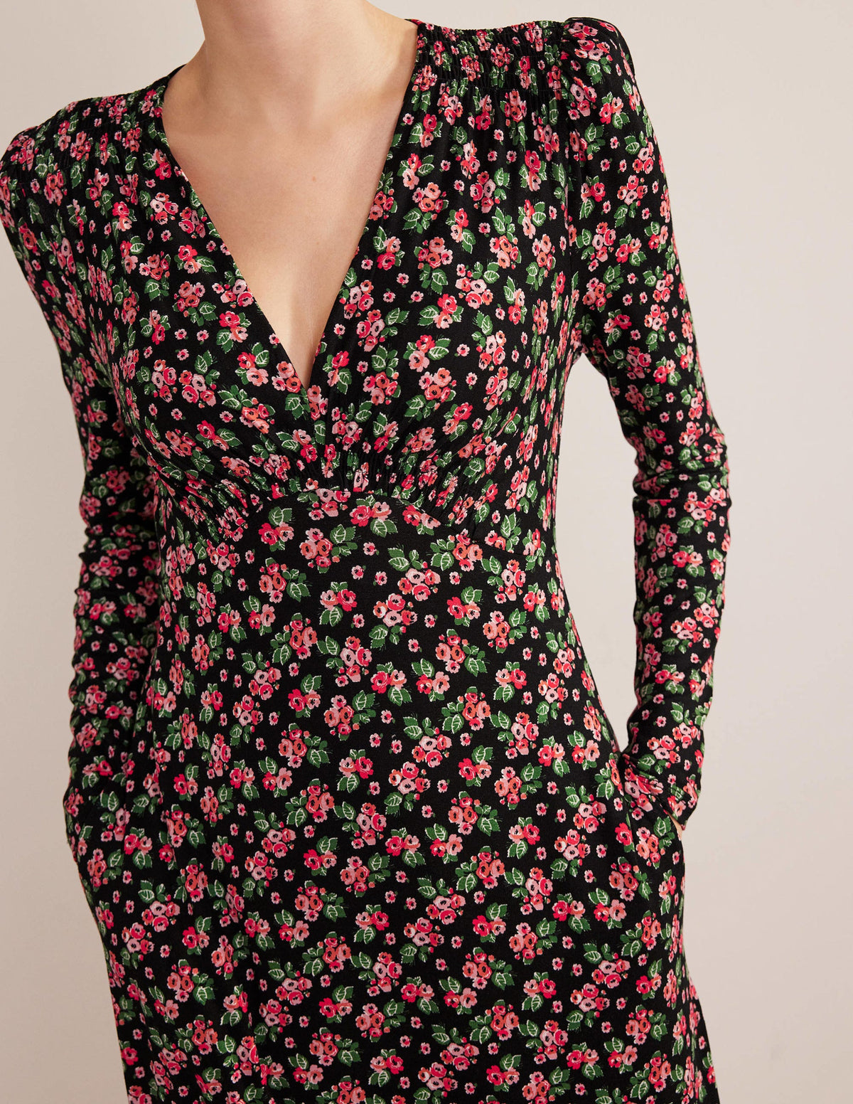 Jersey Midi Tea Dress-Black, Diamond Rose - Image 2