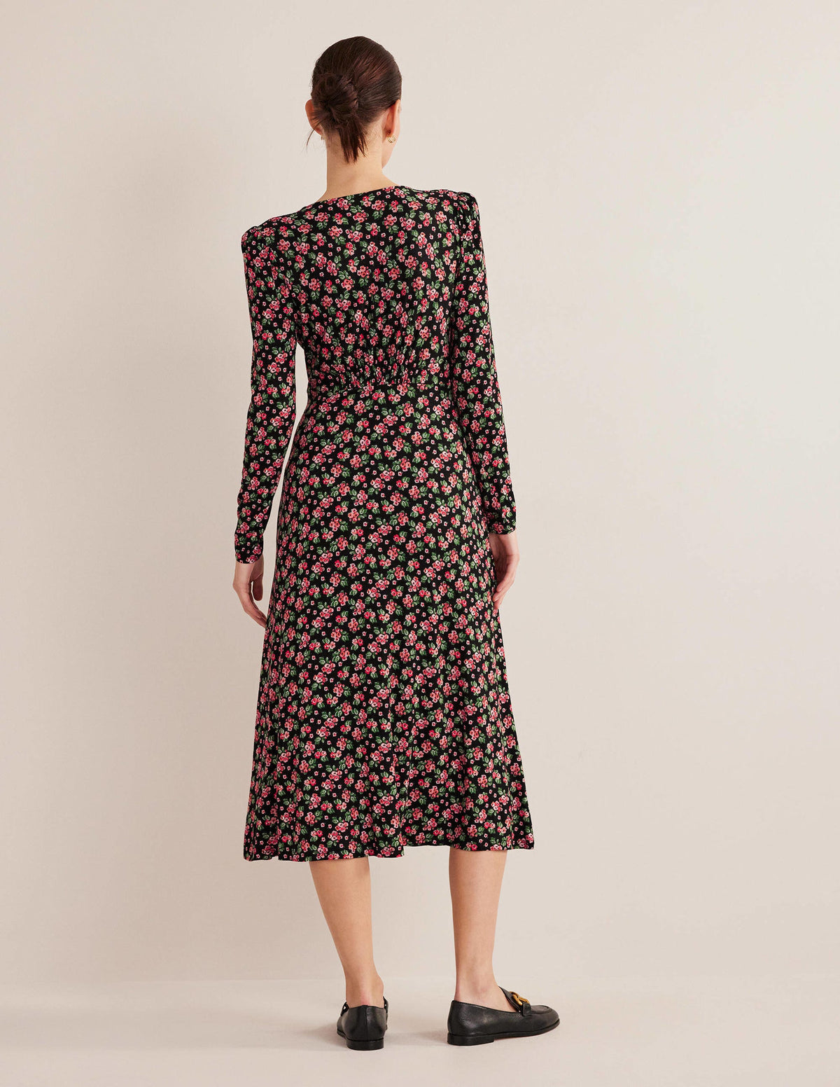 Jersey Midi Tea Dress-Black, Diamond Rose-3