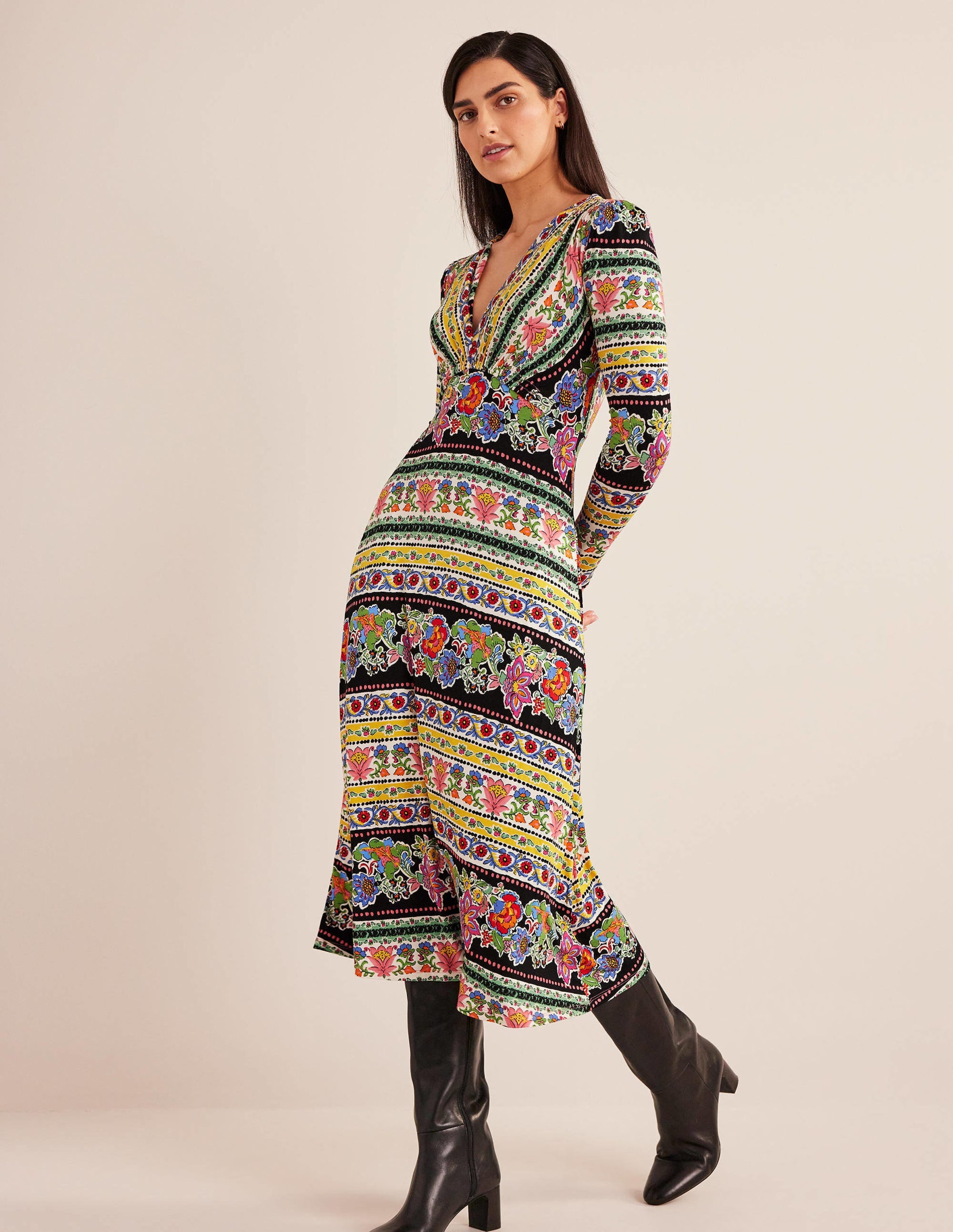 Jersey Midi Tea Dress-Multi, Carnation Bloom - Image 1