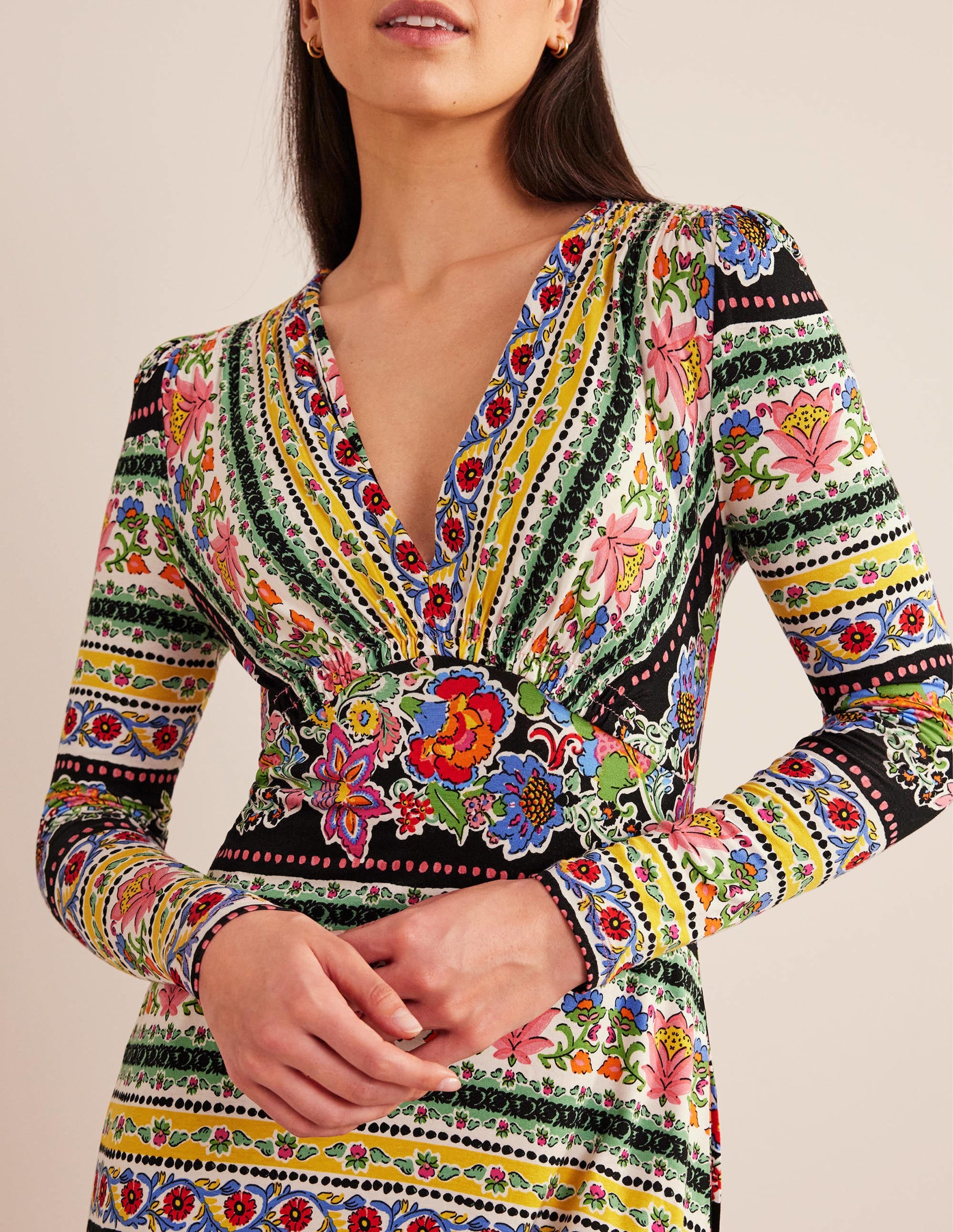 Jersey Midi Tea Dress-Multi, Carnation Bloom - Image 2