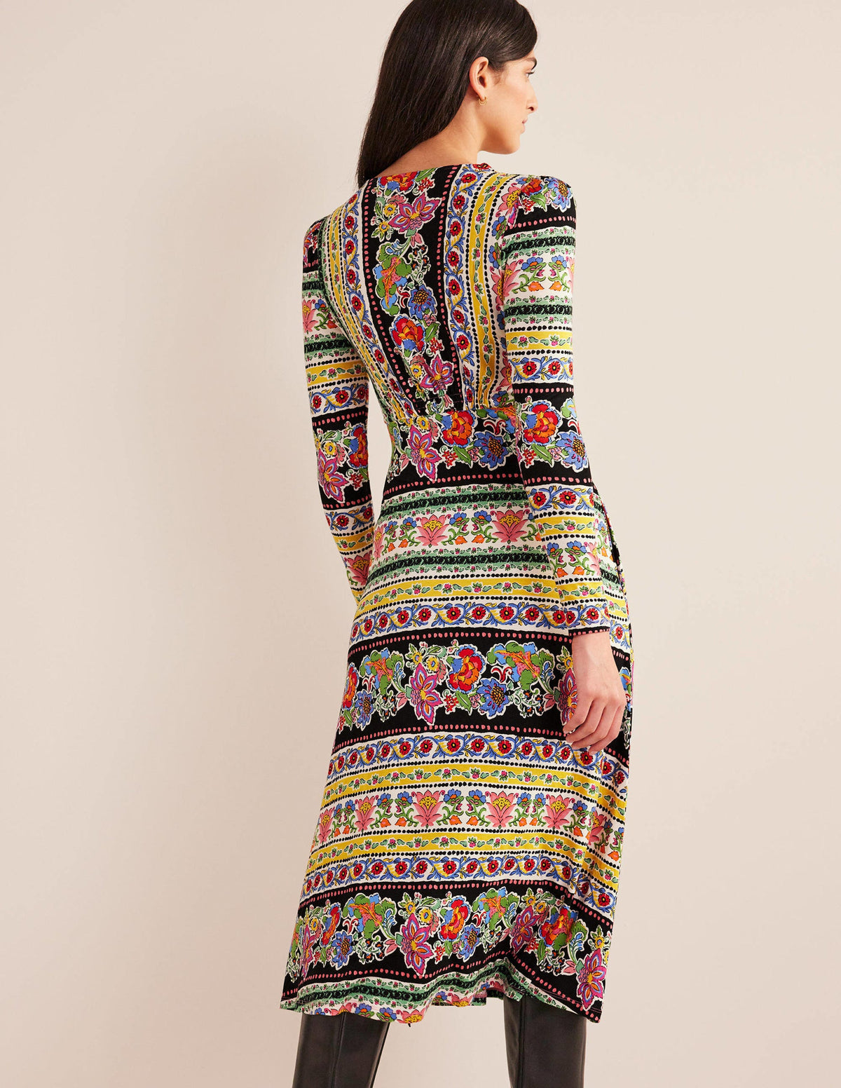 Jersey Midi Tea Dress-Multi, Carnation Bloom - Image 3