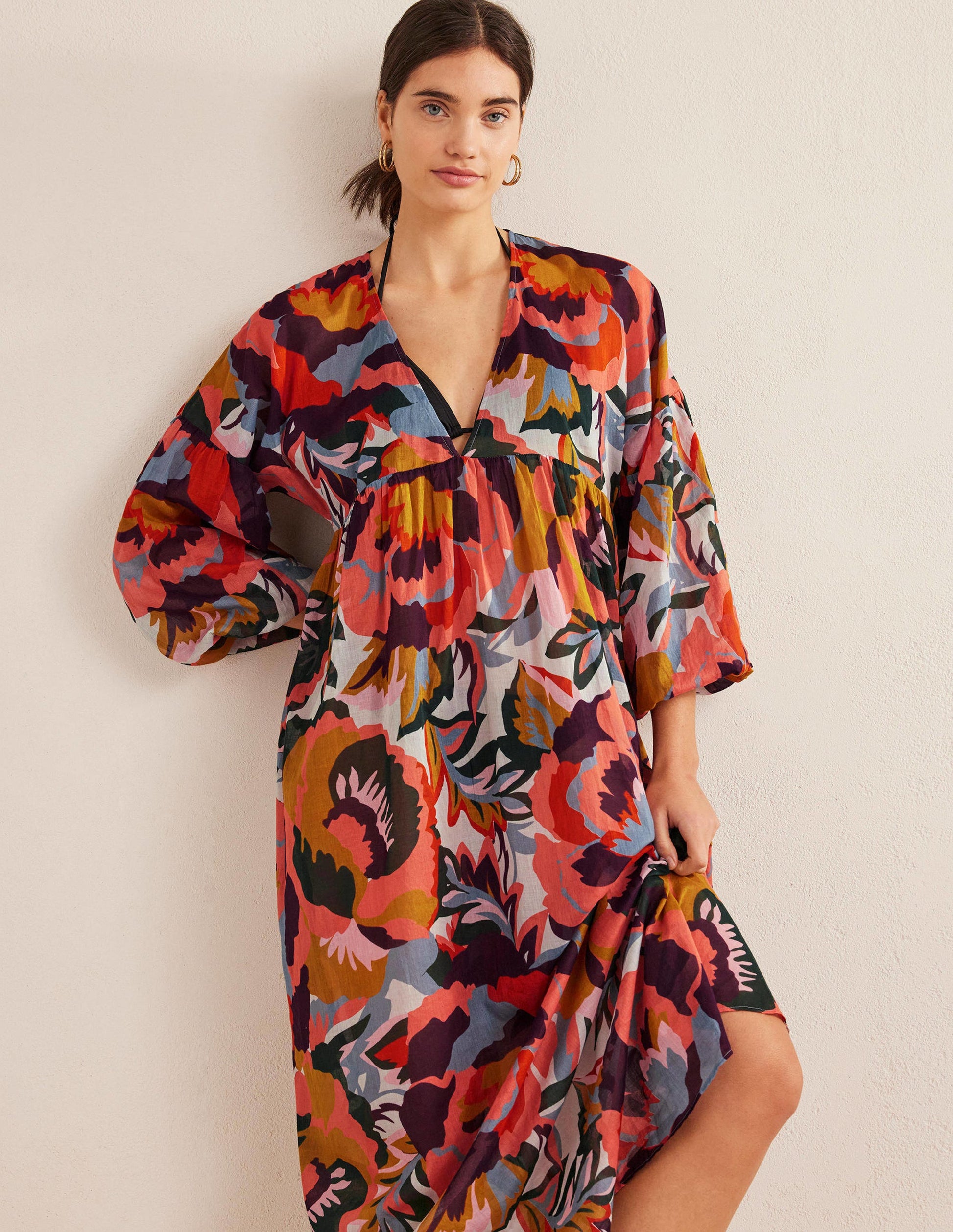 Sarah Maxi Kaftan Dress-Multi, Abstract Rose-1