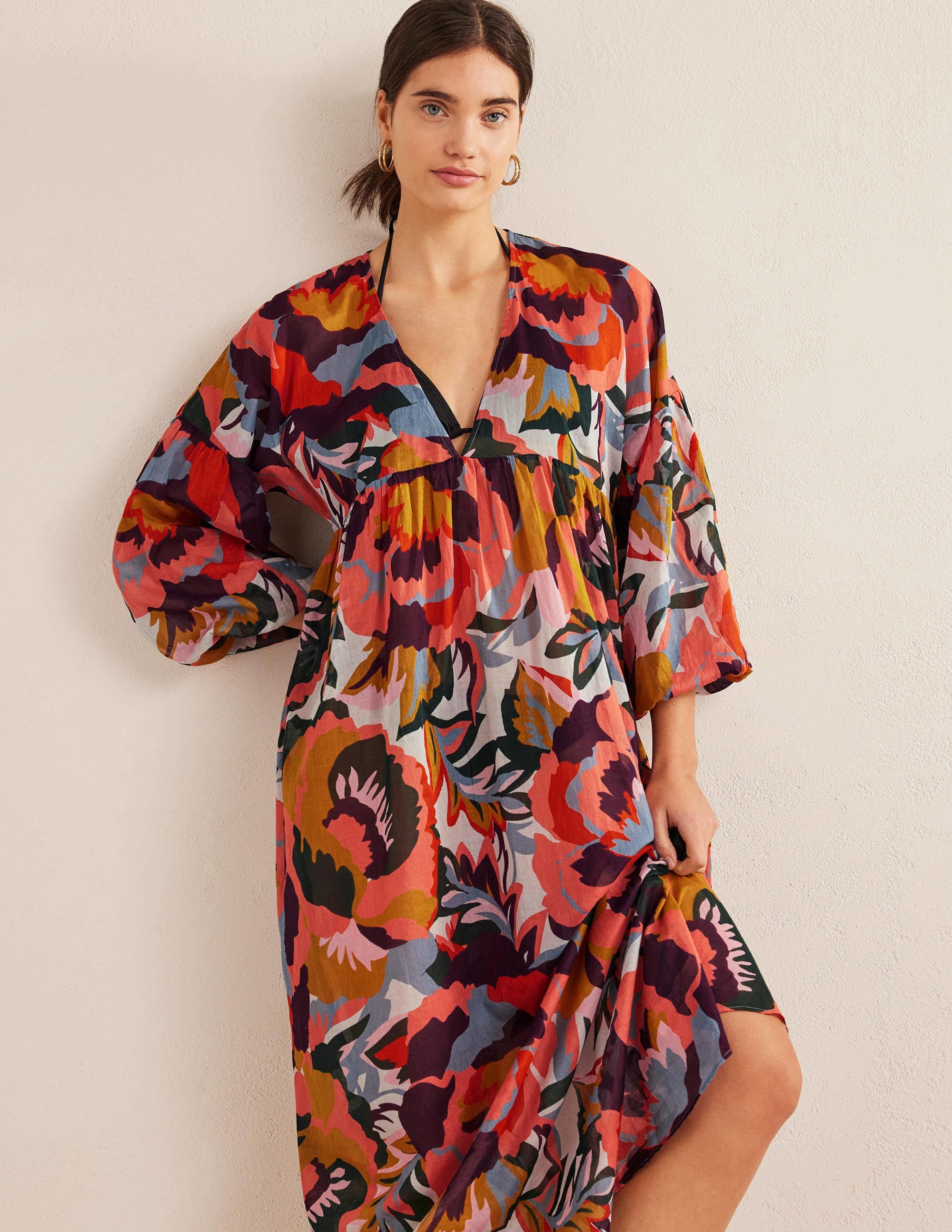 Sarah Maxi Kaftan Dress-Multi, Abstract Rose - Image 1