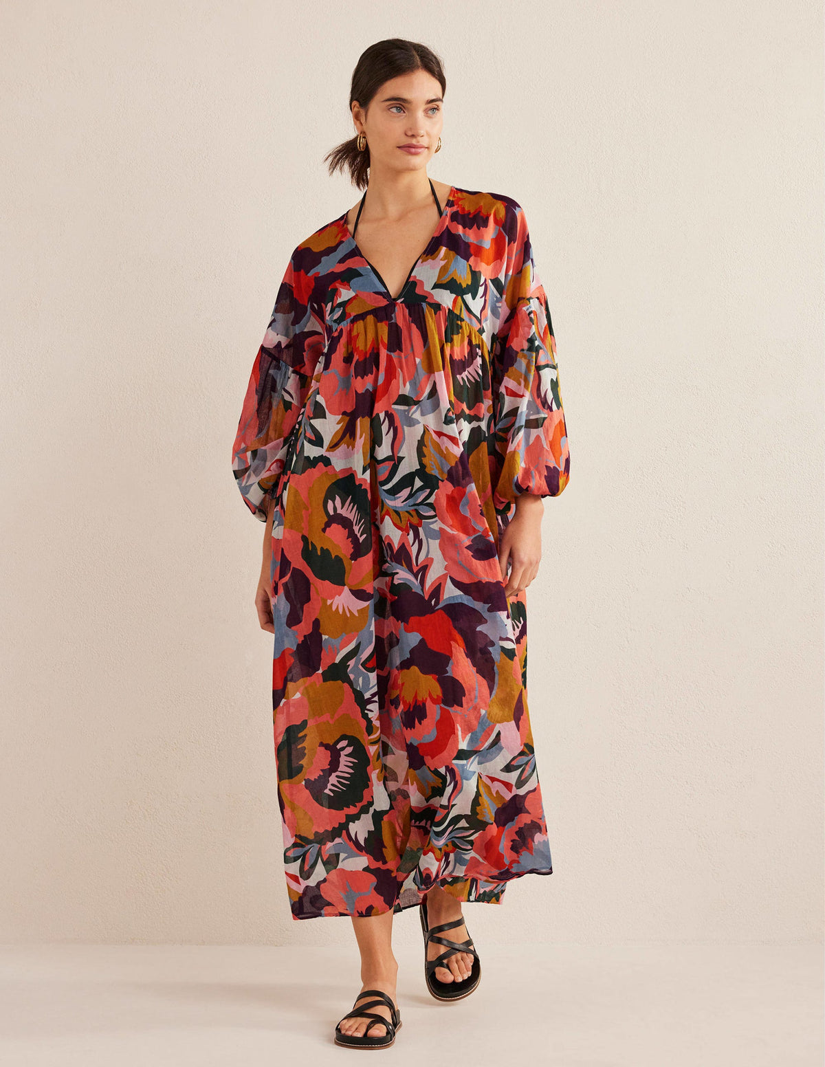 Sarah Maxi Kaftan Dress-Multi, Abstract Rose - Image 4