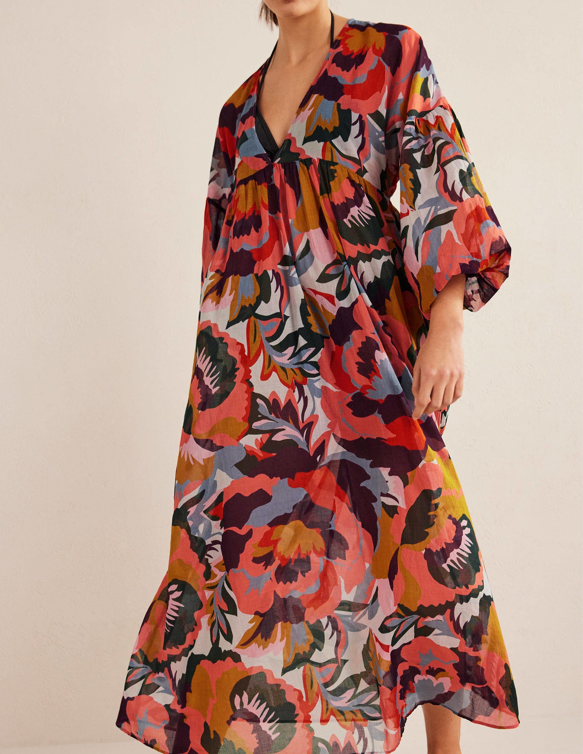 Sarah Maxi Kaftan Dress-Multi, Abstract Rose-5