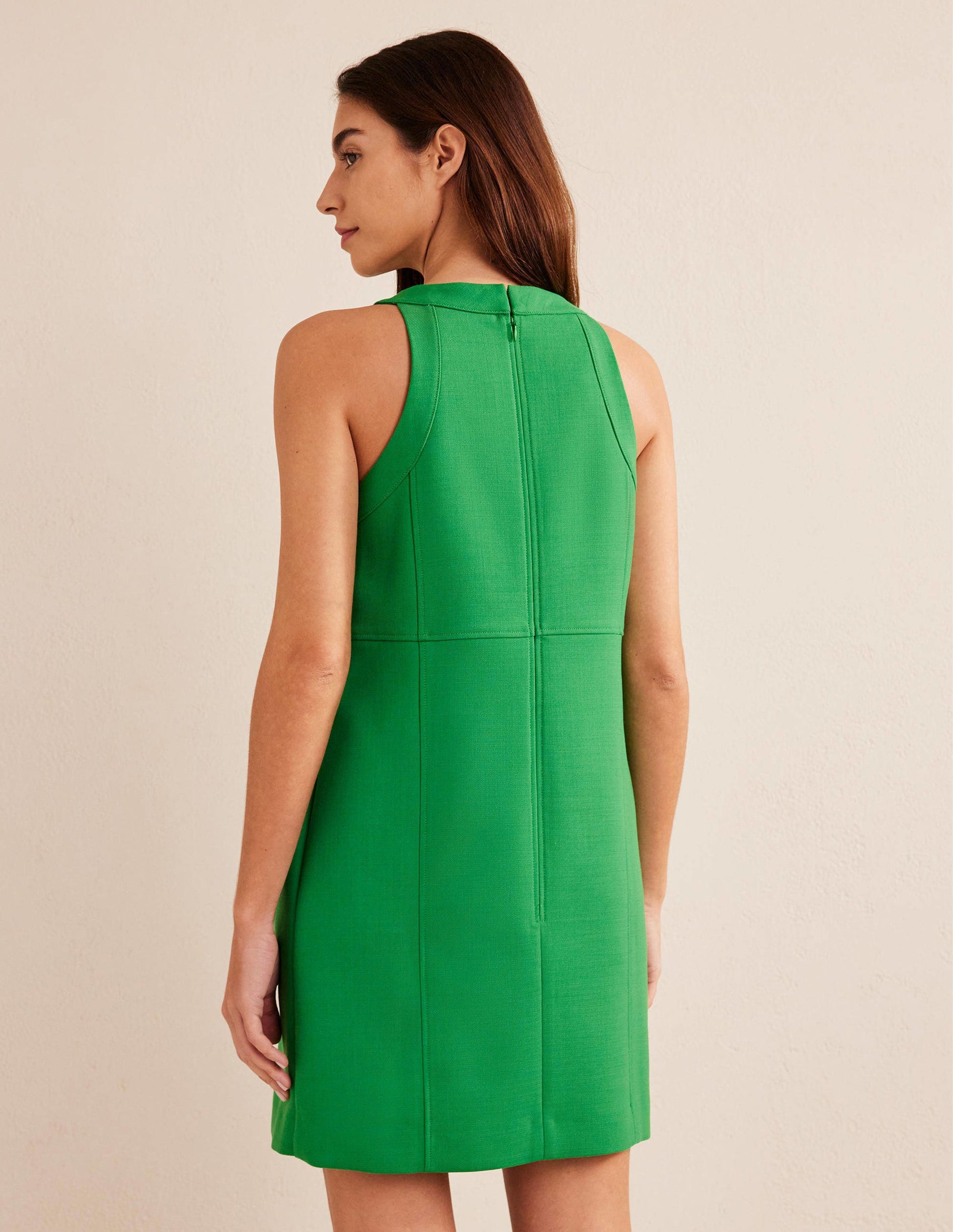 Sleeveless Mini Shift Dress-Green Bee-3