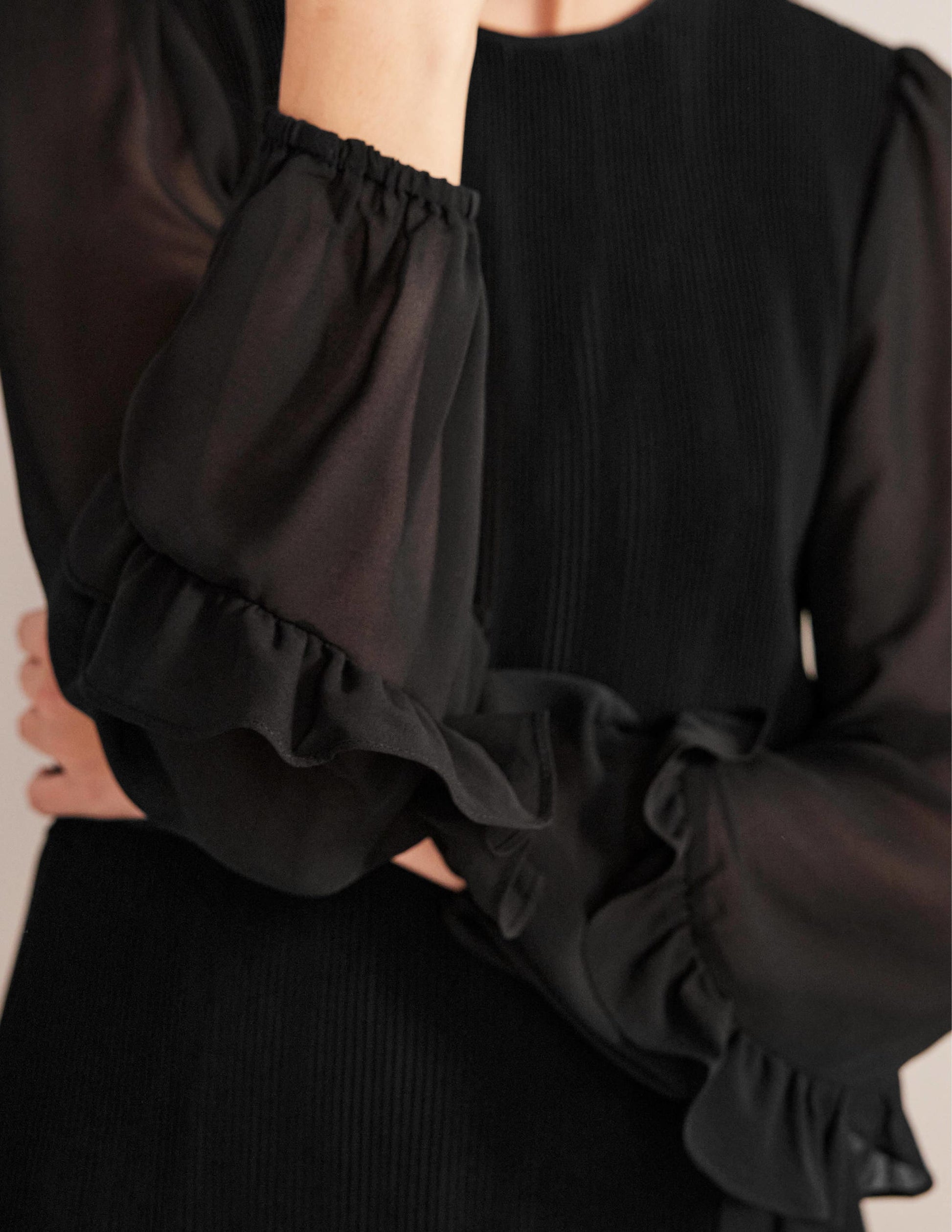Plisse Mini Dress-Black-2