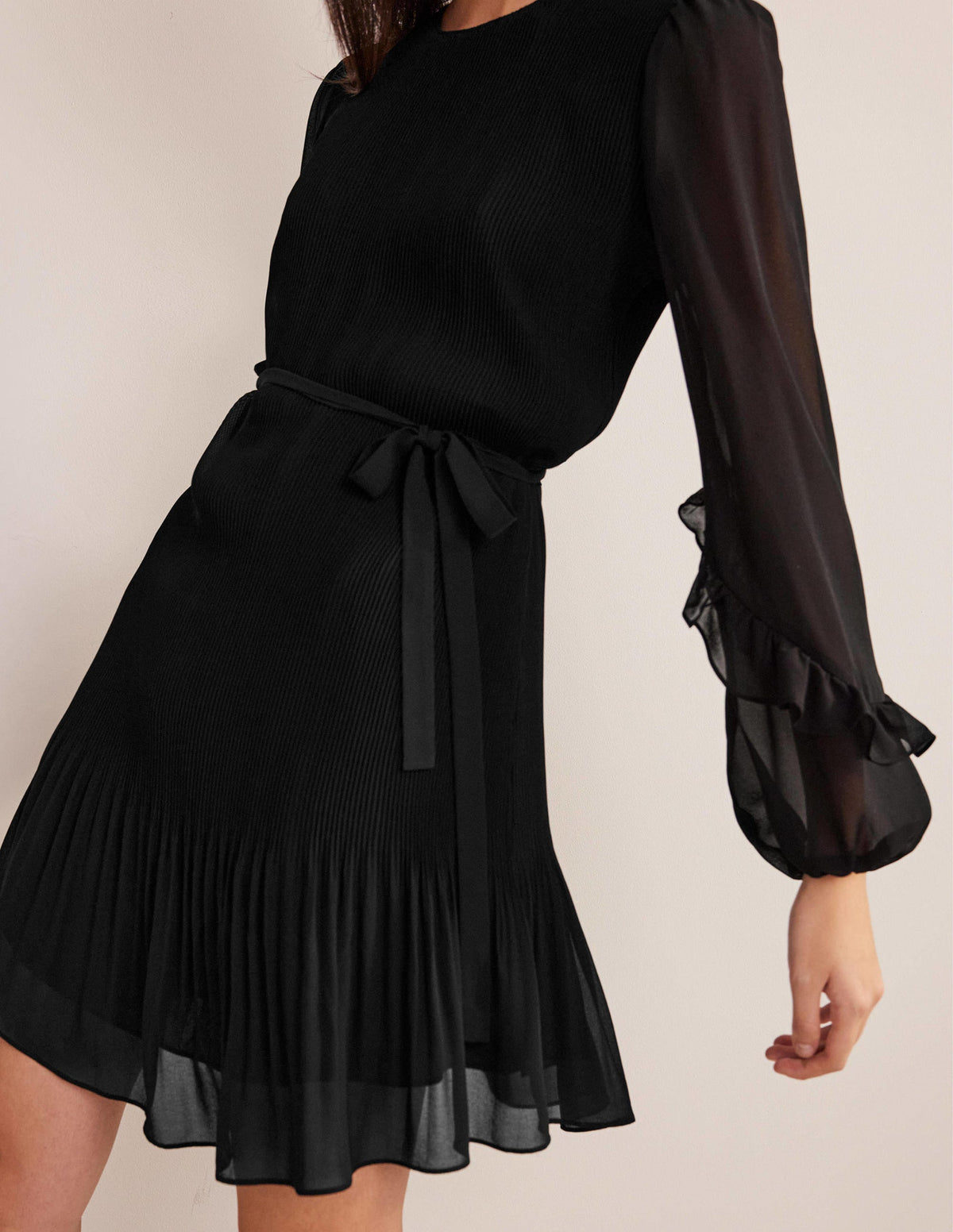 Plisse Mini Dress-Black - Image 4