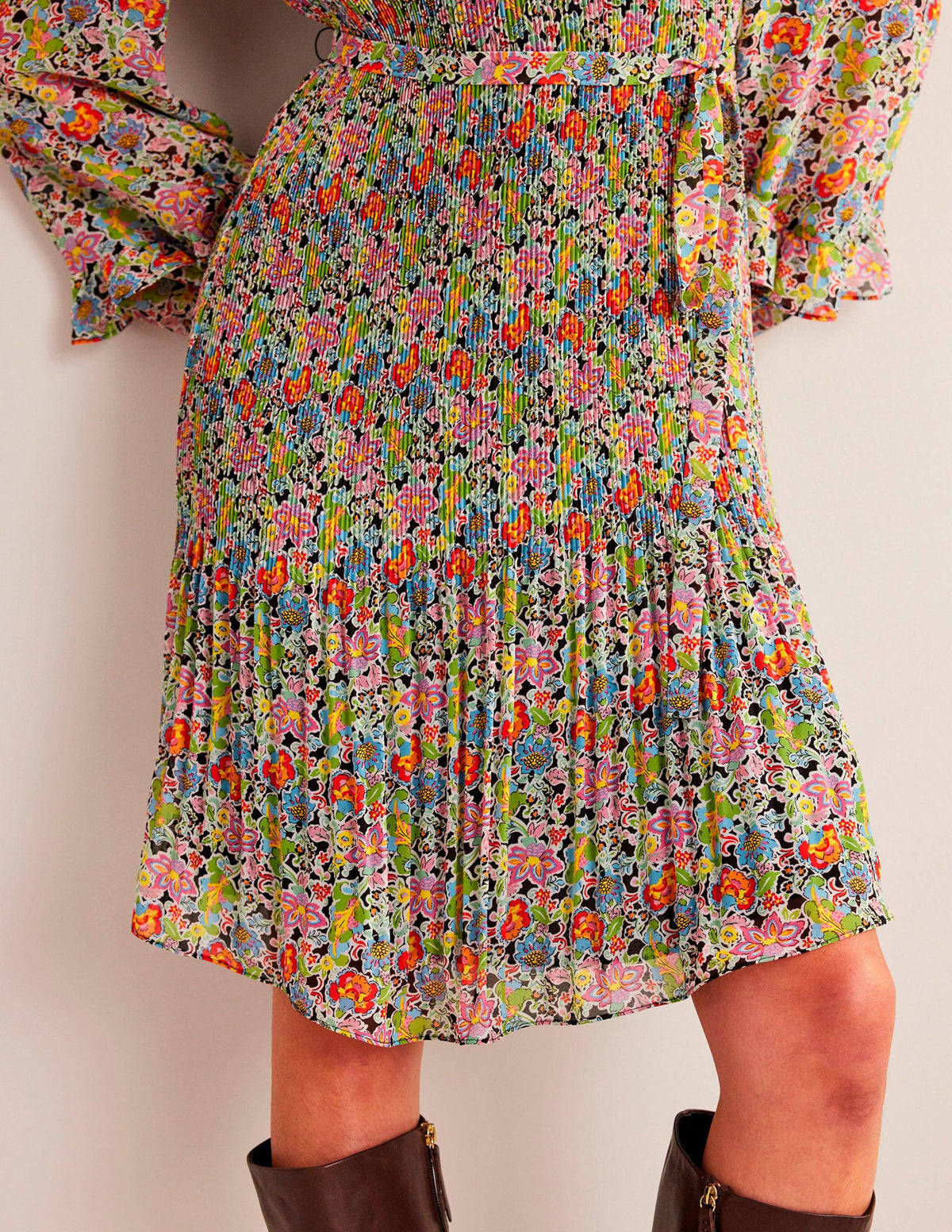 Plisse Mini Dress-Multi, Carnation Garden-4