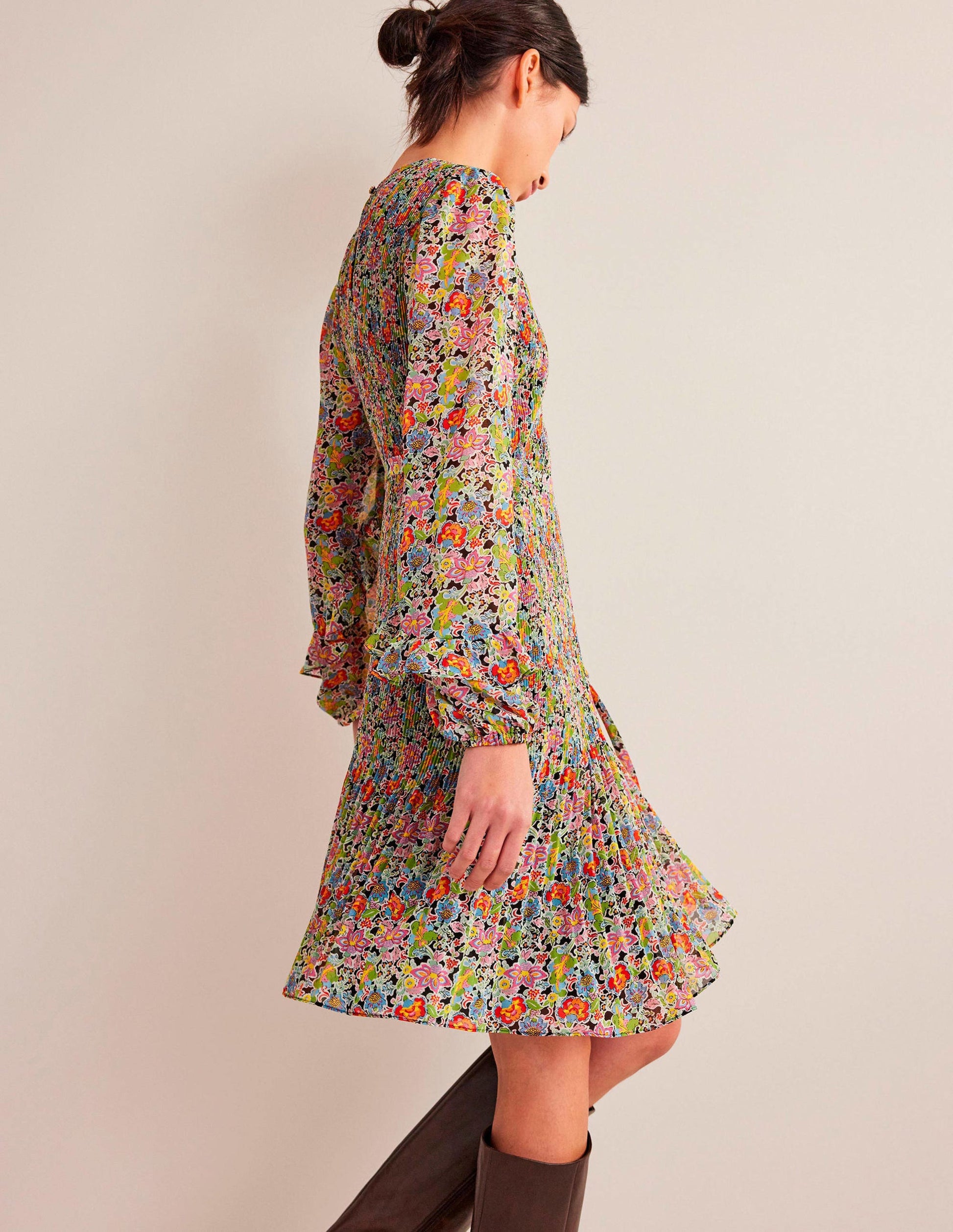 Plisse Mini Dress-Multi, Carnation Garden-5