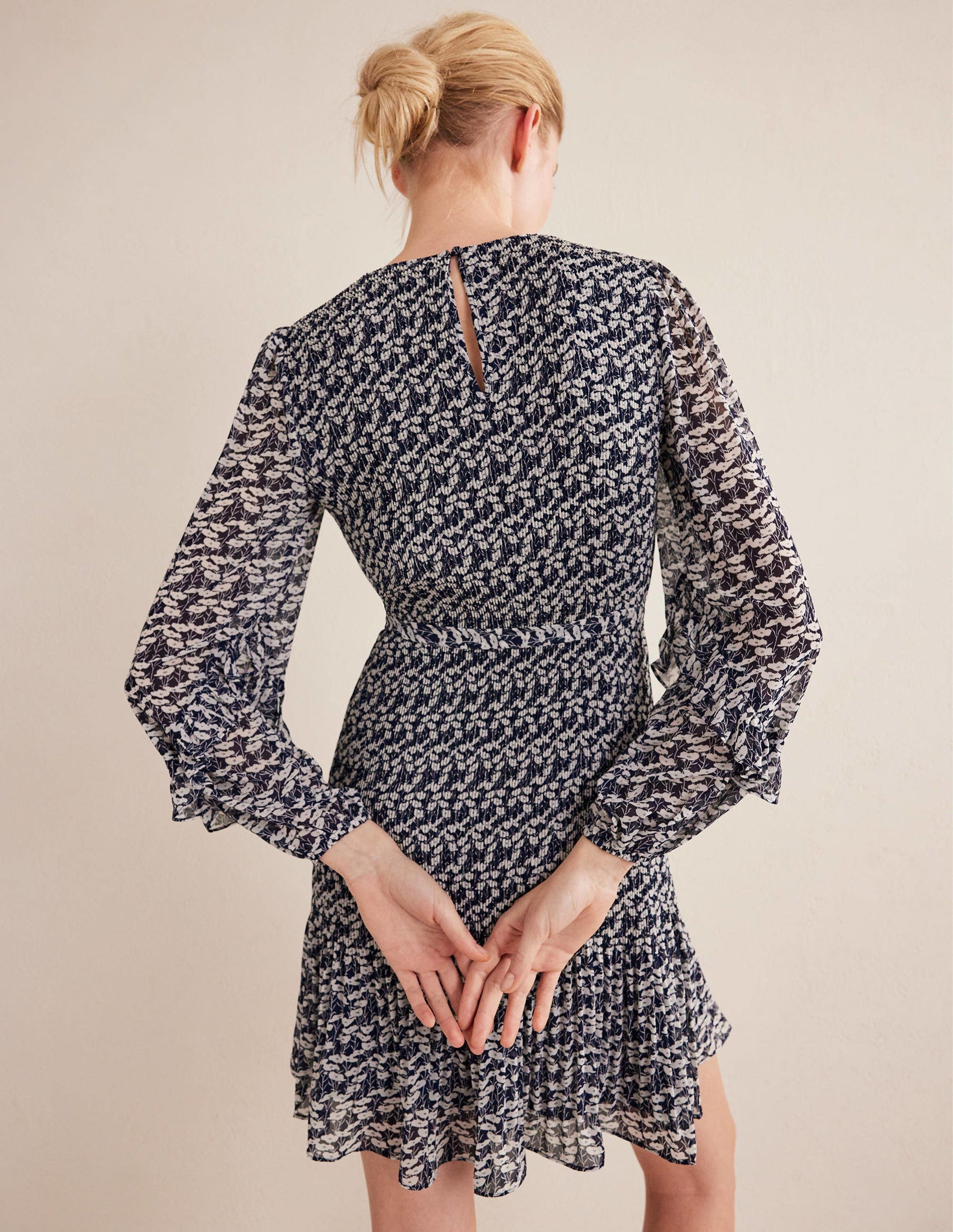 Plisse Mini Dress-French Navy, Poppy Vine-3