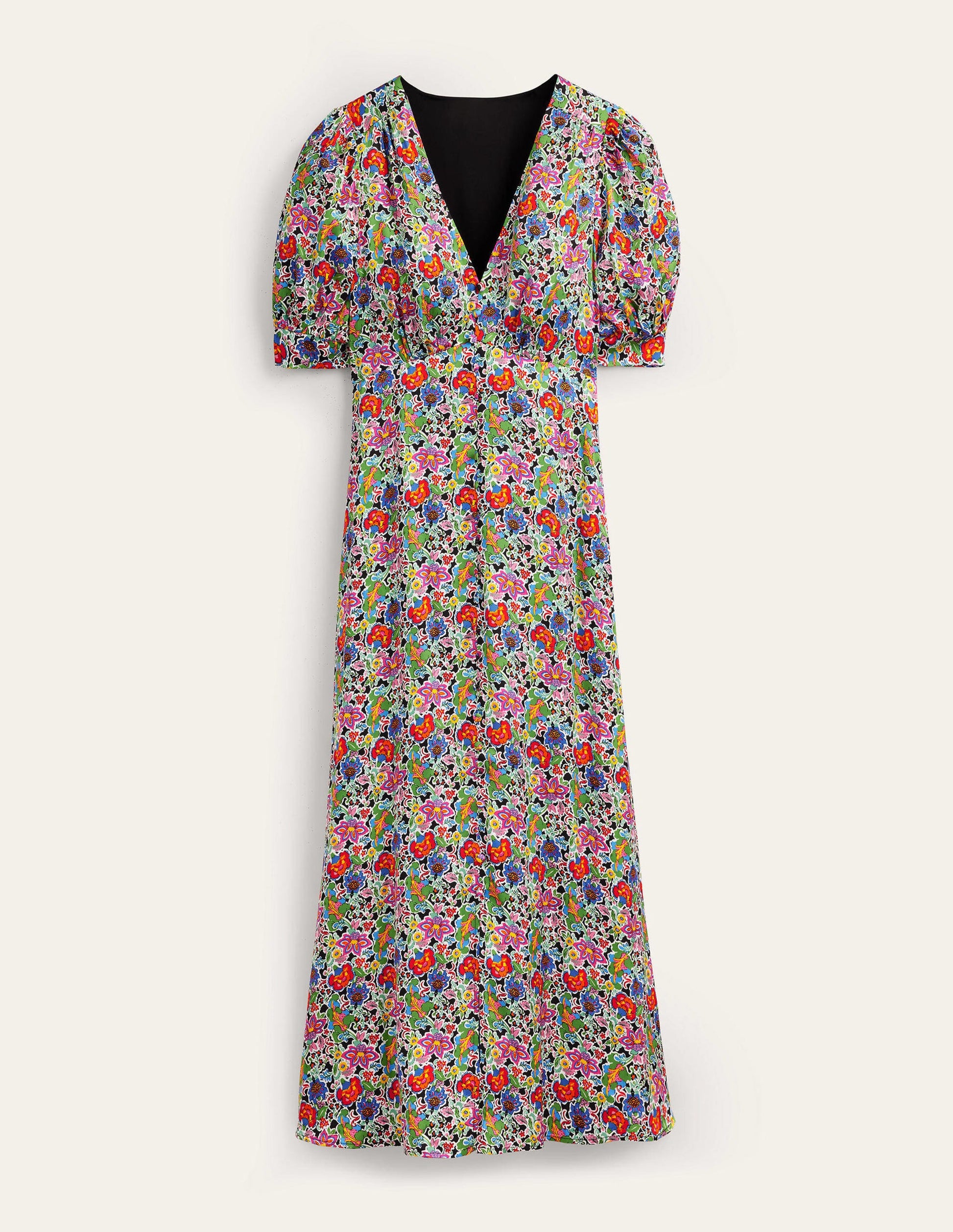 Satin Midi Tea Dress-Multi, Carnation Garden-5