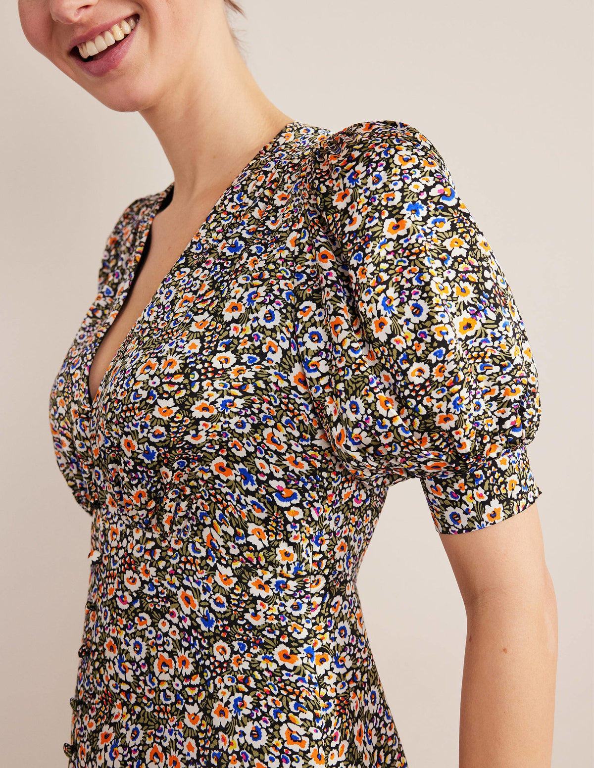 Satin Midi Tea Dress-Multi, Eden Bloom-2