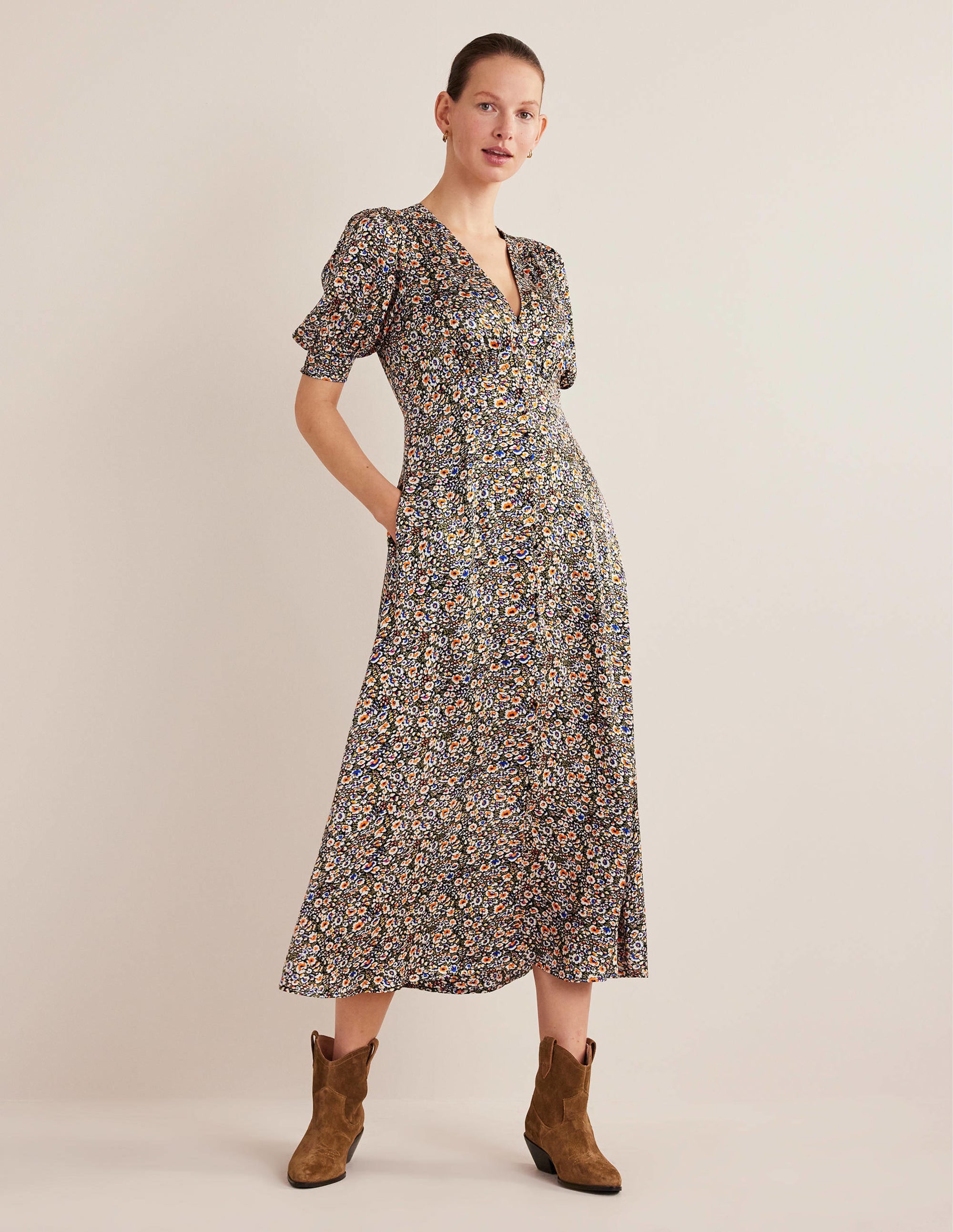 Satin Midi Tea Dress-Multi, Eden Bloom - Image 5