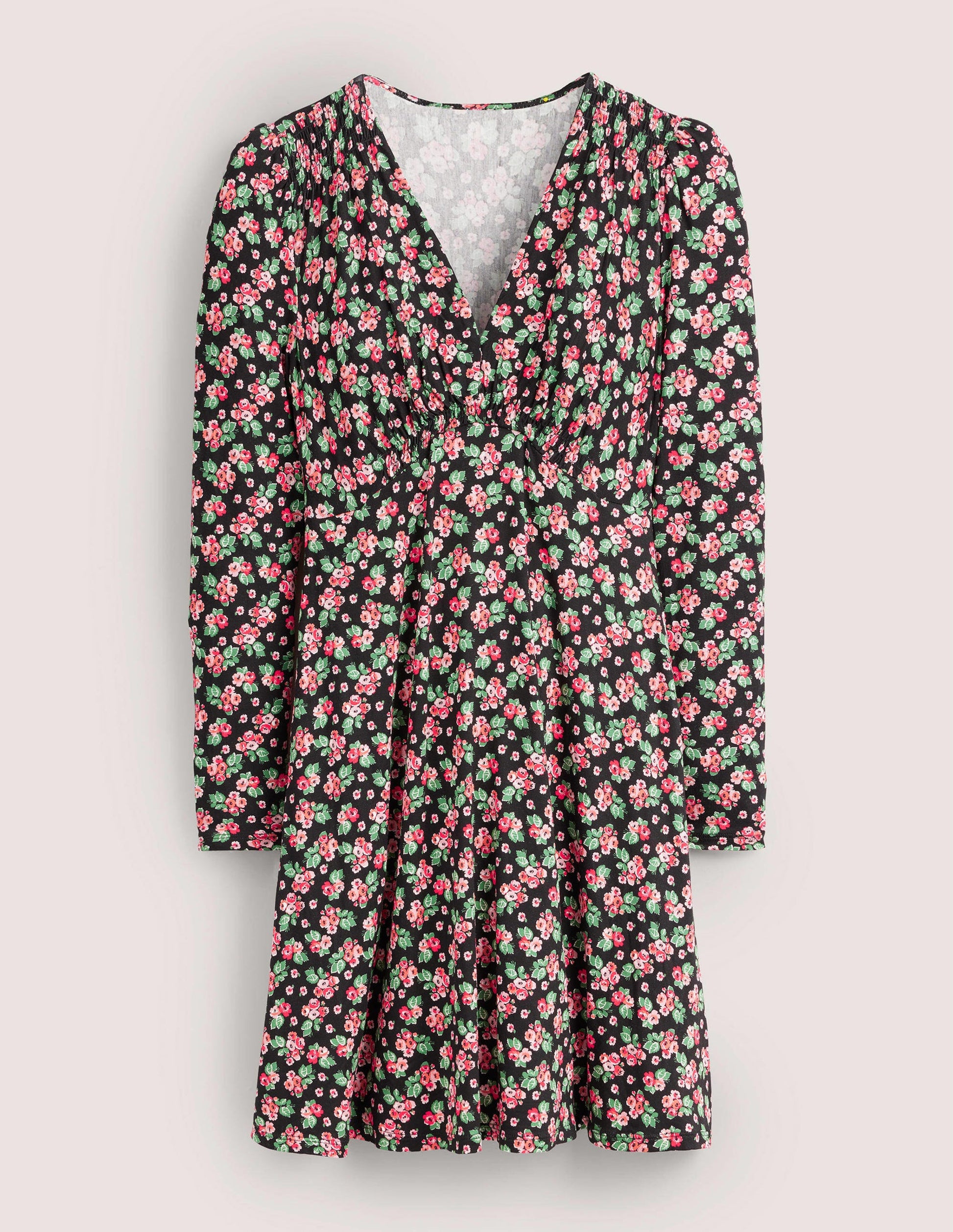Jersey Mini Tea Dress-Black, Diamond Rose-5
