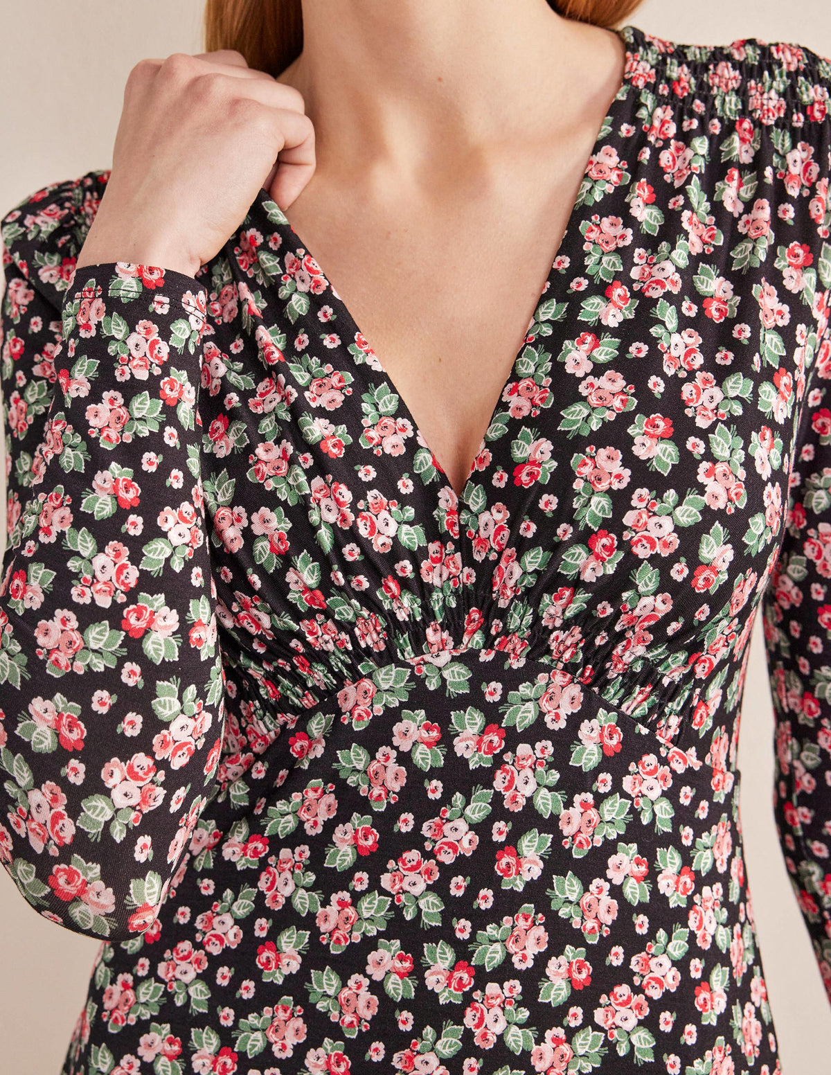 Jersey Mini Tea Dress-Black, Diamond Rose - Image 2