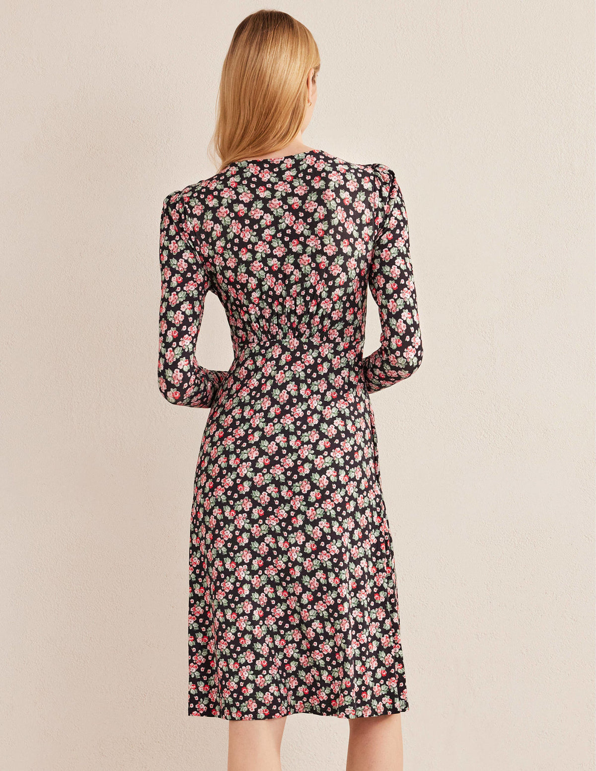 Jersey Mini Tea Dress-Black, Diamond Rose - Image 3