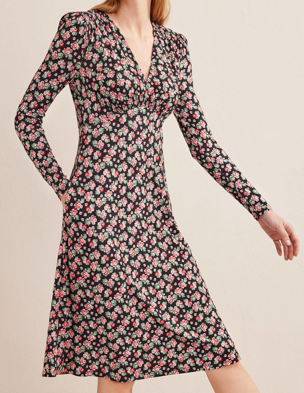 Jersey Mini Tea Dress-Black, Diamond Rose - Image 4