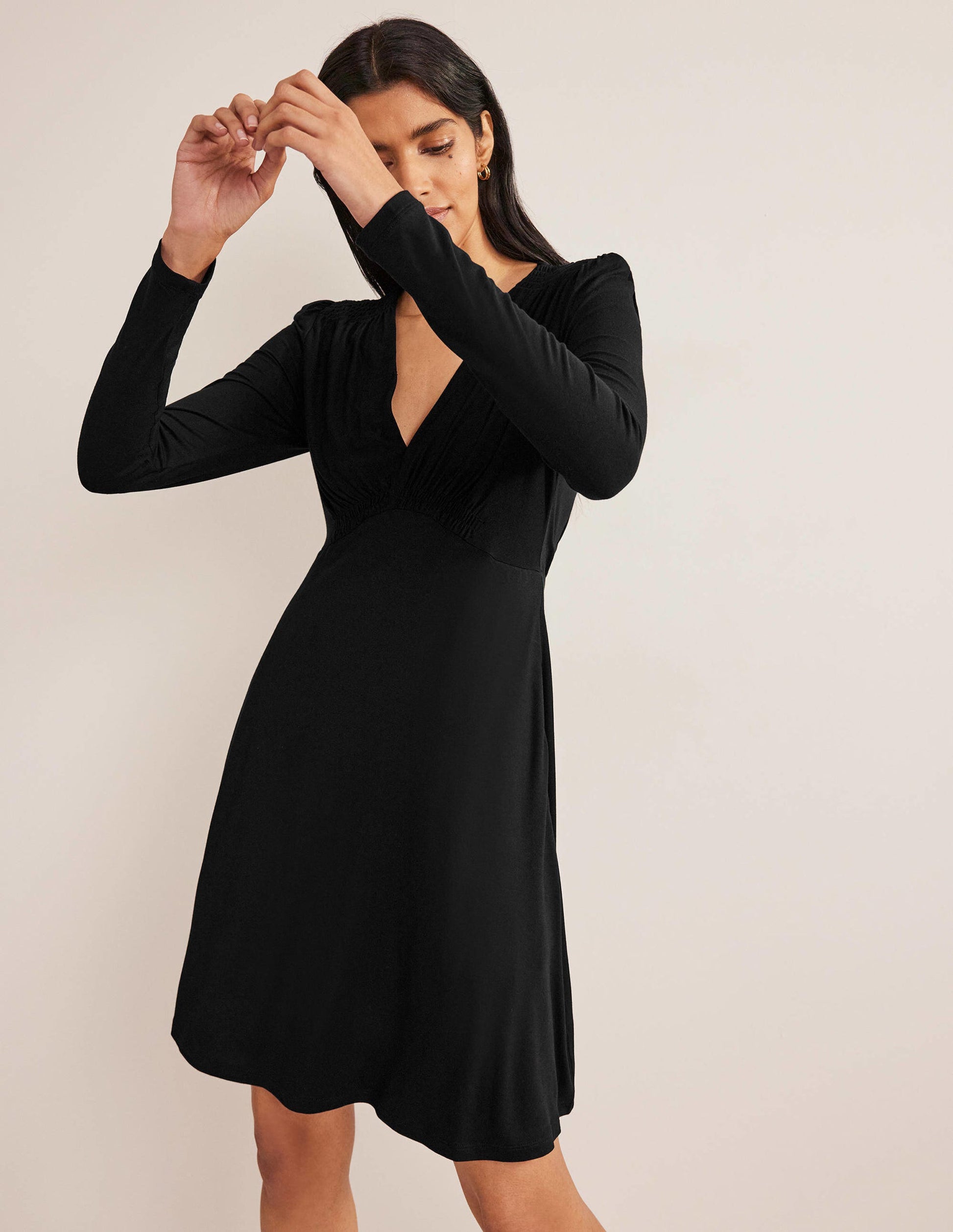 Jersey Mini Tea Dress-Black-4