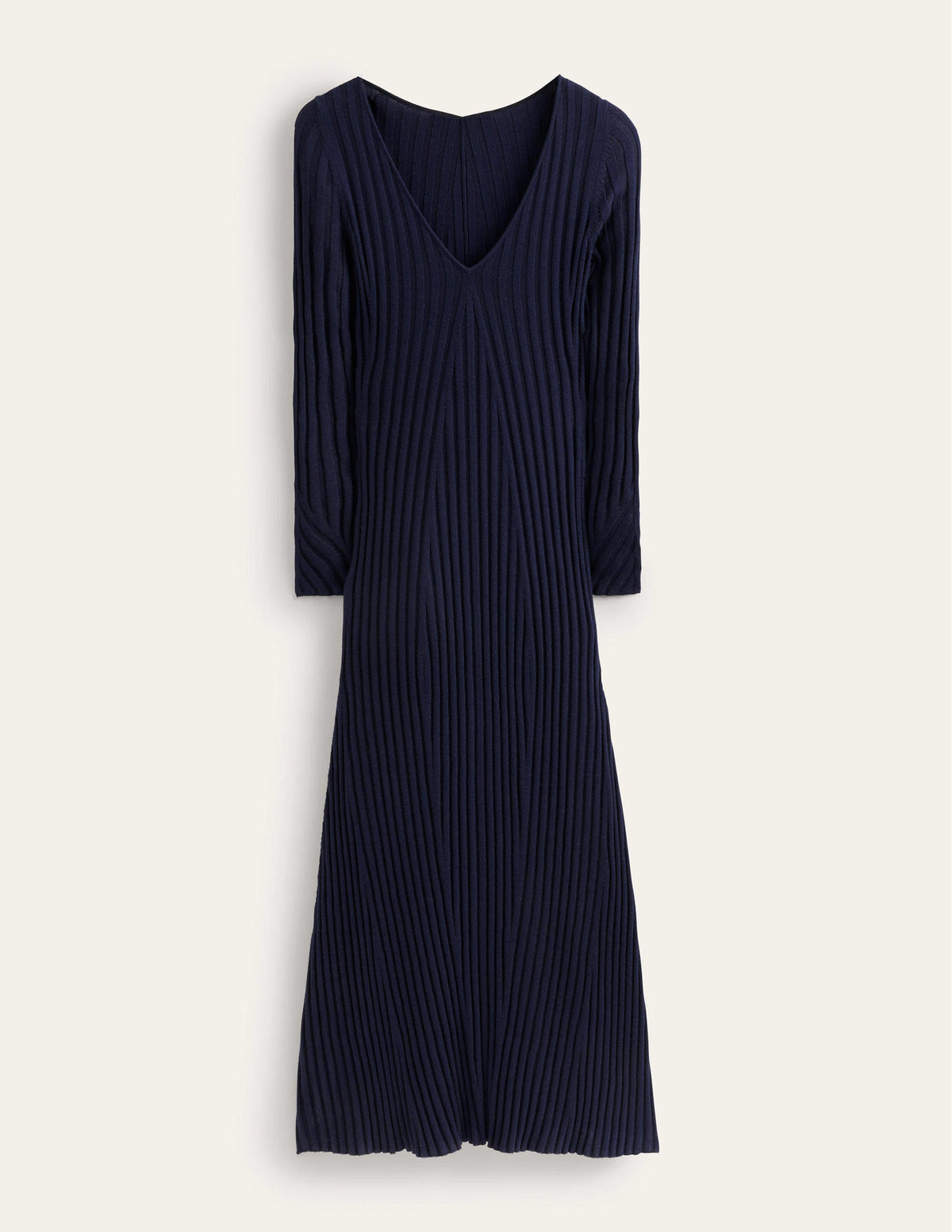Ribbed Knitted Maxi Dress-Navy-8