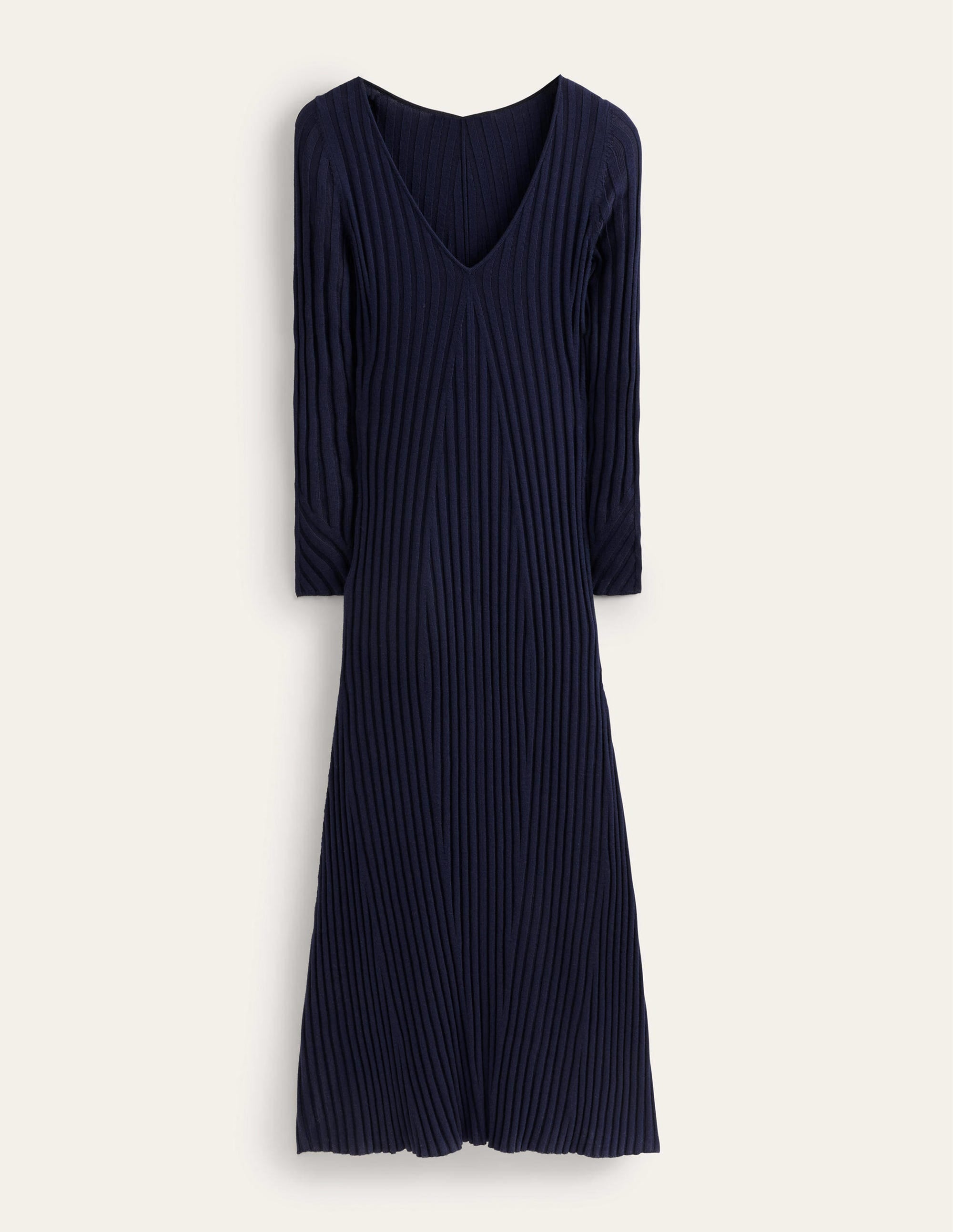 Ribbed Knitted Maxi Dress-Navy - Image 8