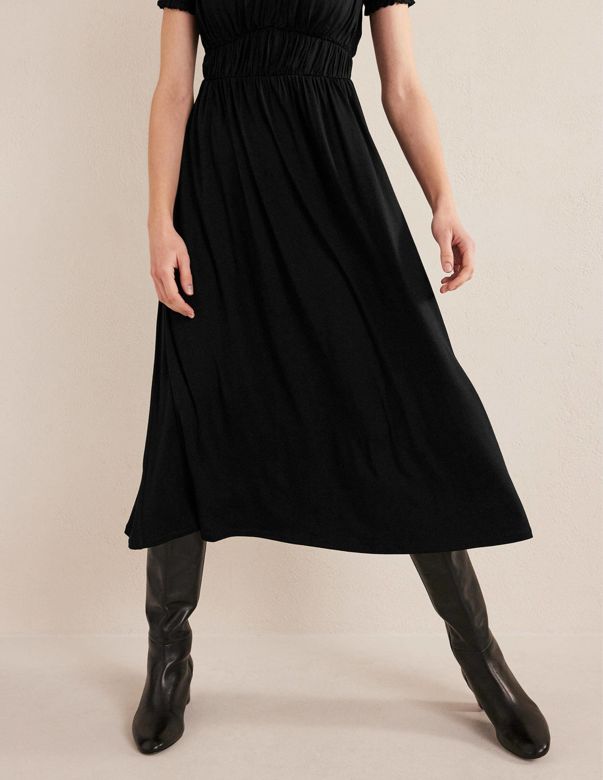 Rosanna Jersey Midi Tea Dress-Black - Image 4