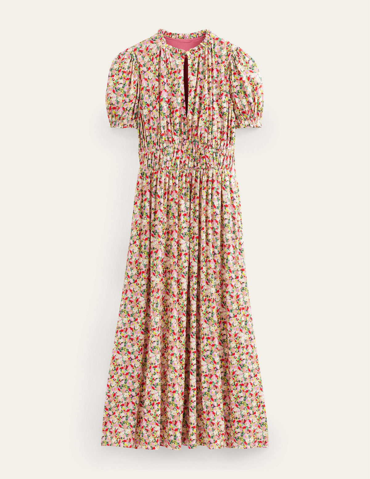 Rosanna Jersey Midi Tea Dress-Multi, Painterly Floret-7