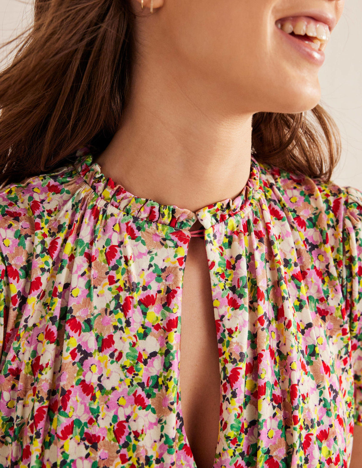 Rosanna Jersey Midi Tea Dress-Multi, Painterly Floret - Image 2