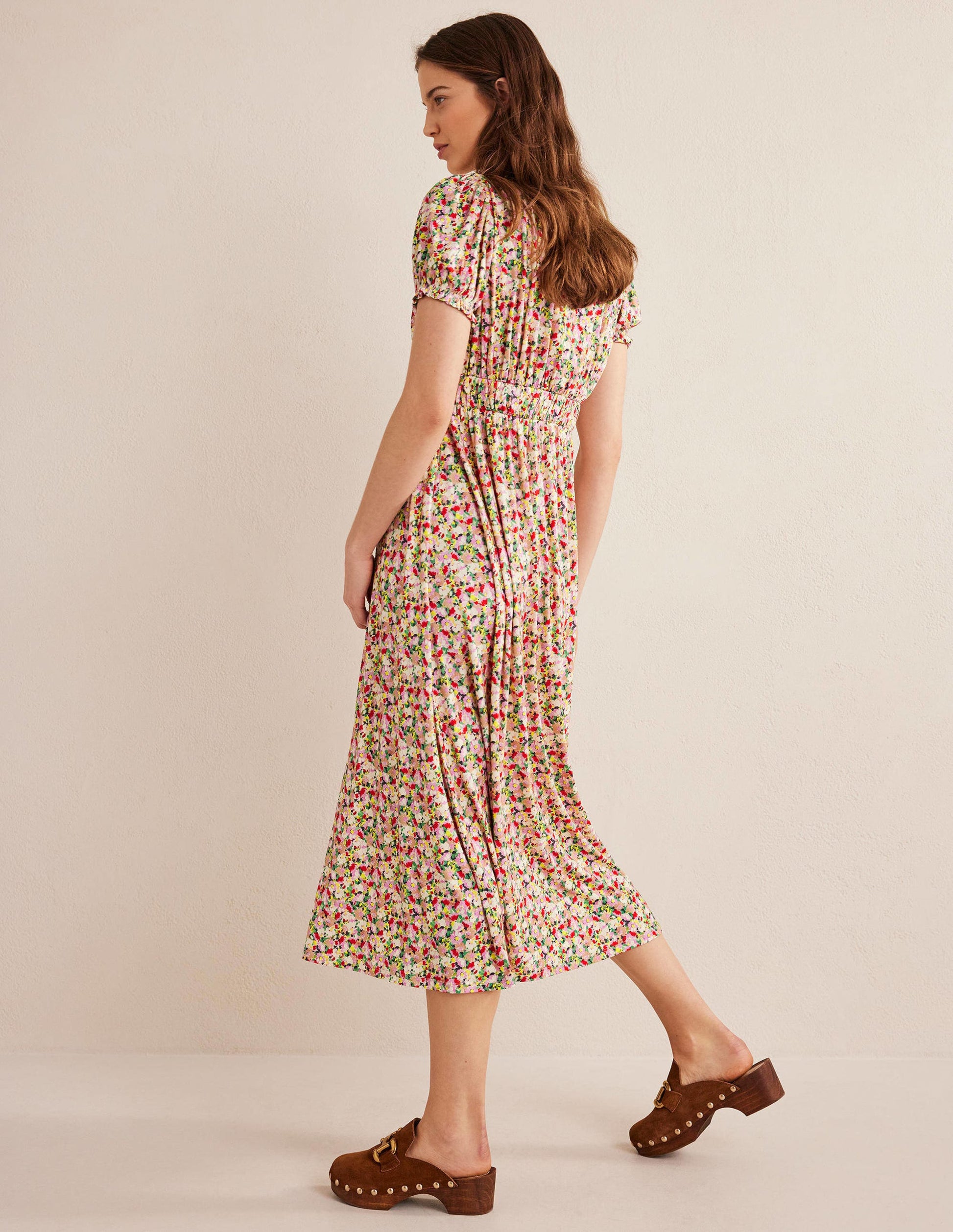 Rosanna Jersey Midi Tea Dress-Multi, Painterly Floret-3