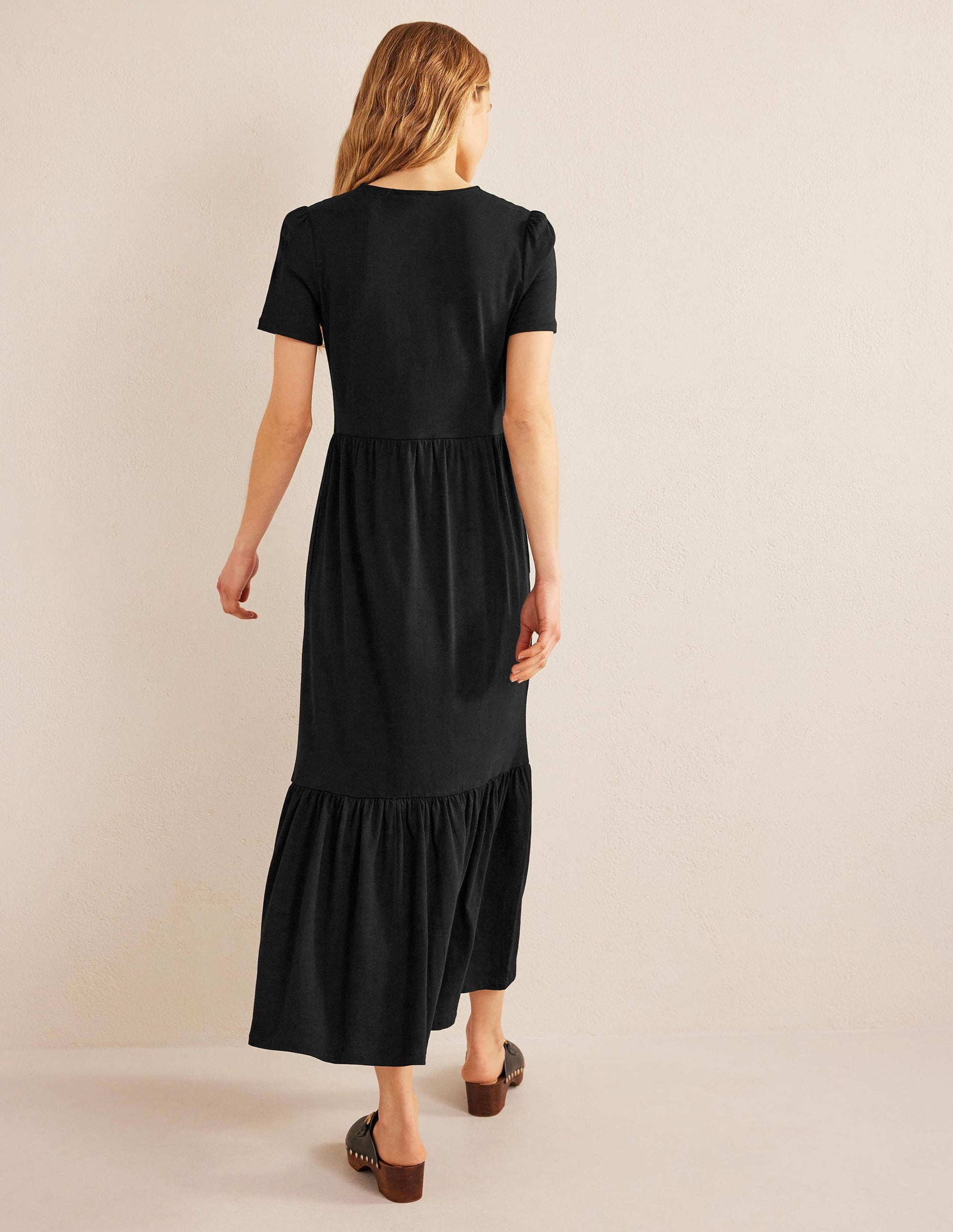 Emma Tiered Jersey Midi Dress-Black-3
