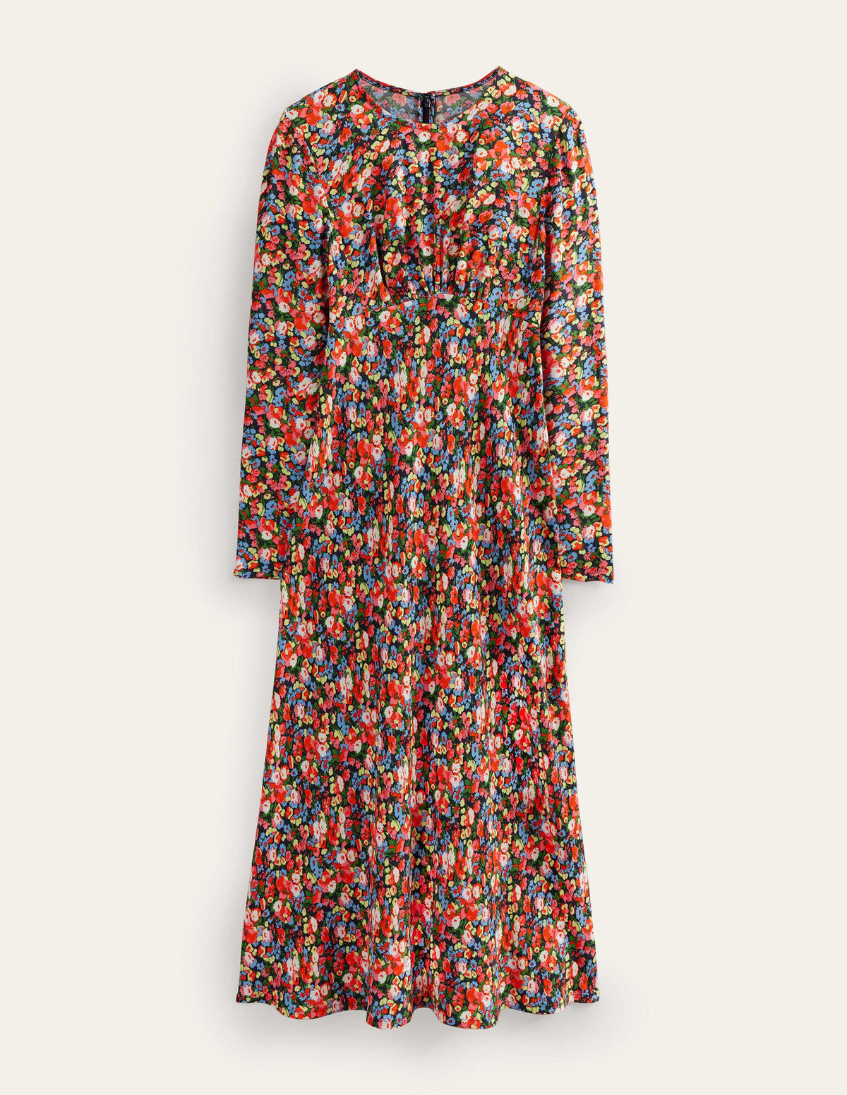 Crew Neck Midi Tea Dress-Multi, Peony Pop-5