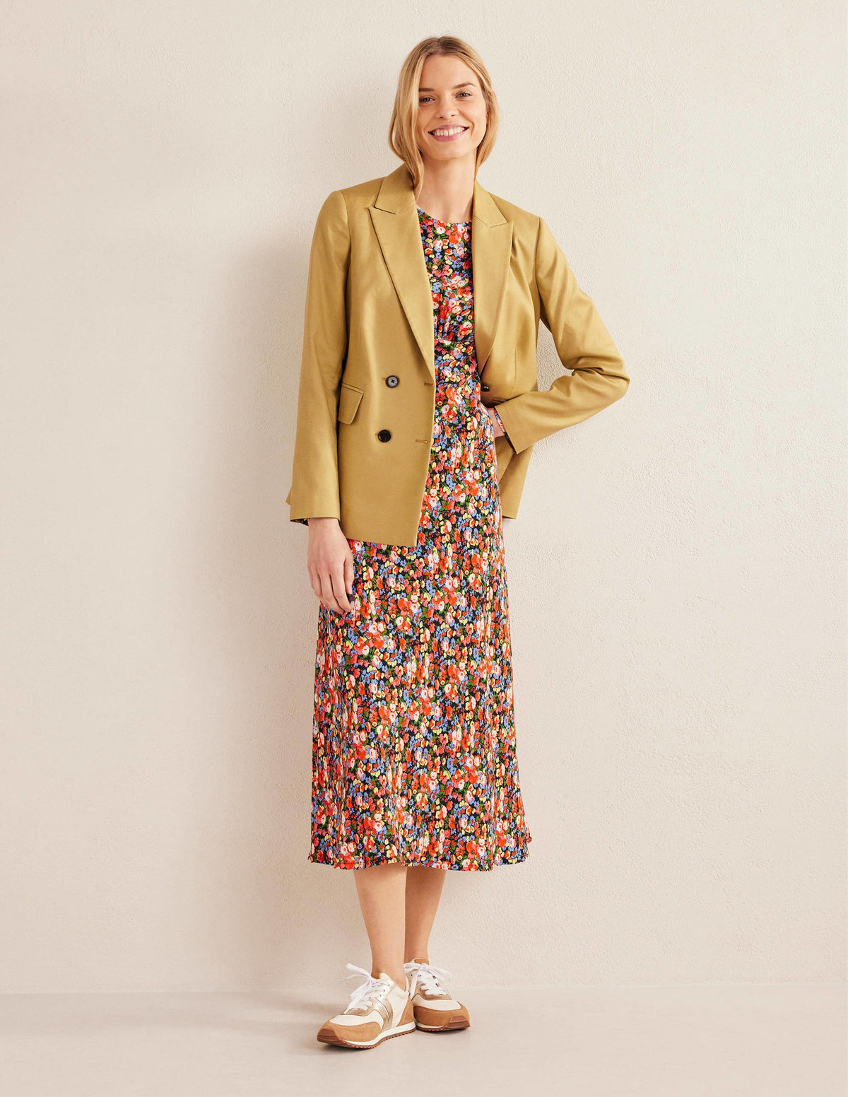 Crew Neck Midi Tea Dress-Multi, Peony Pop - Image 4