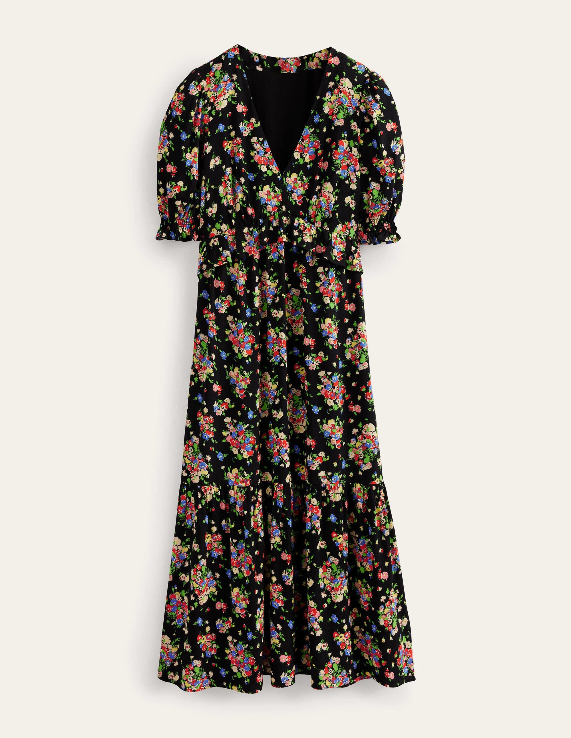 Ruffle Detail Midi Tea Dress-Black, Wild Cluster - Image 5