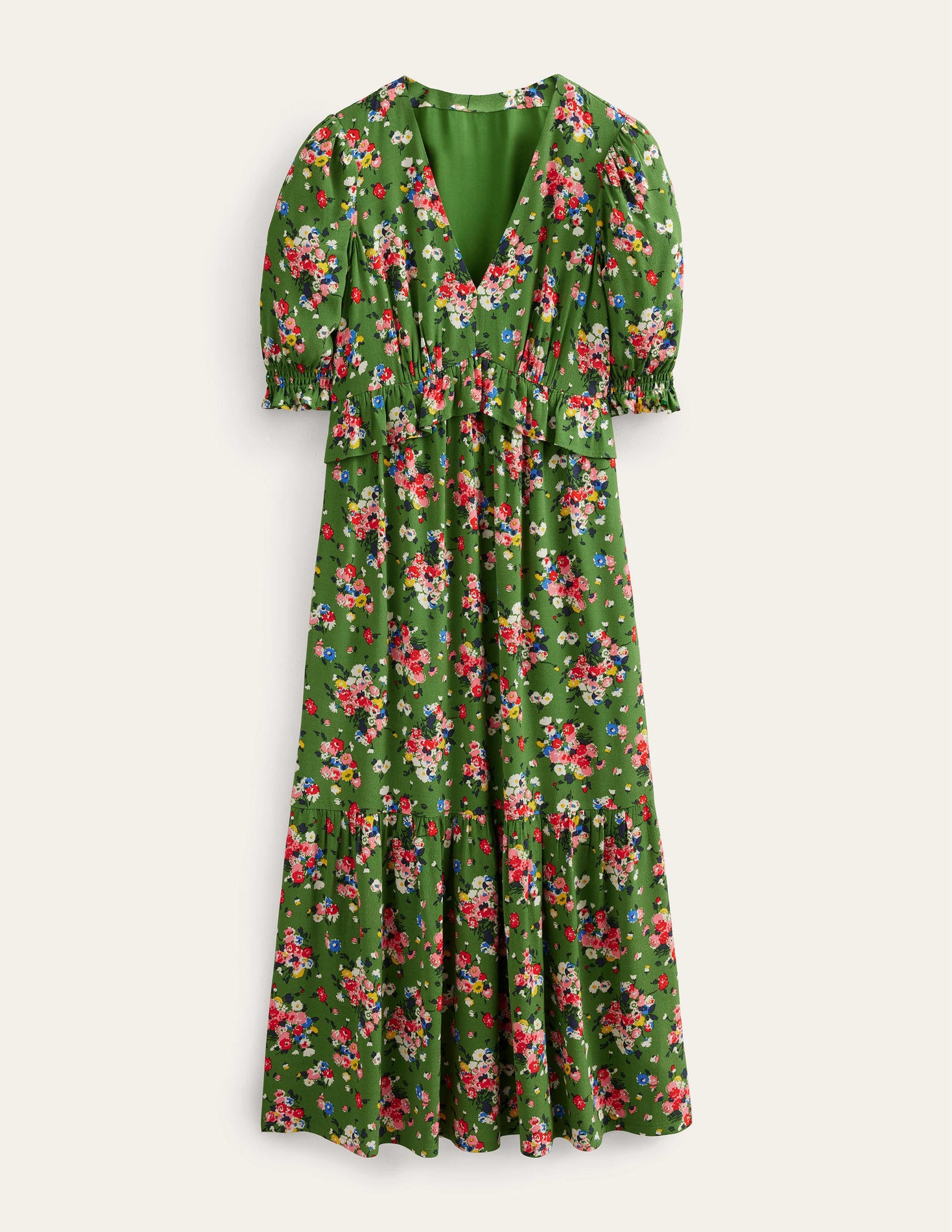 Ruffle Detail Midi Tea Dress-Park Ranger, Wild Cluster-2