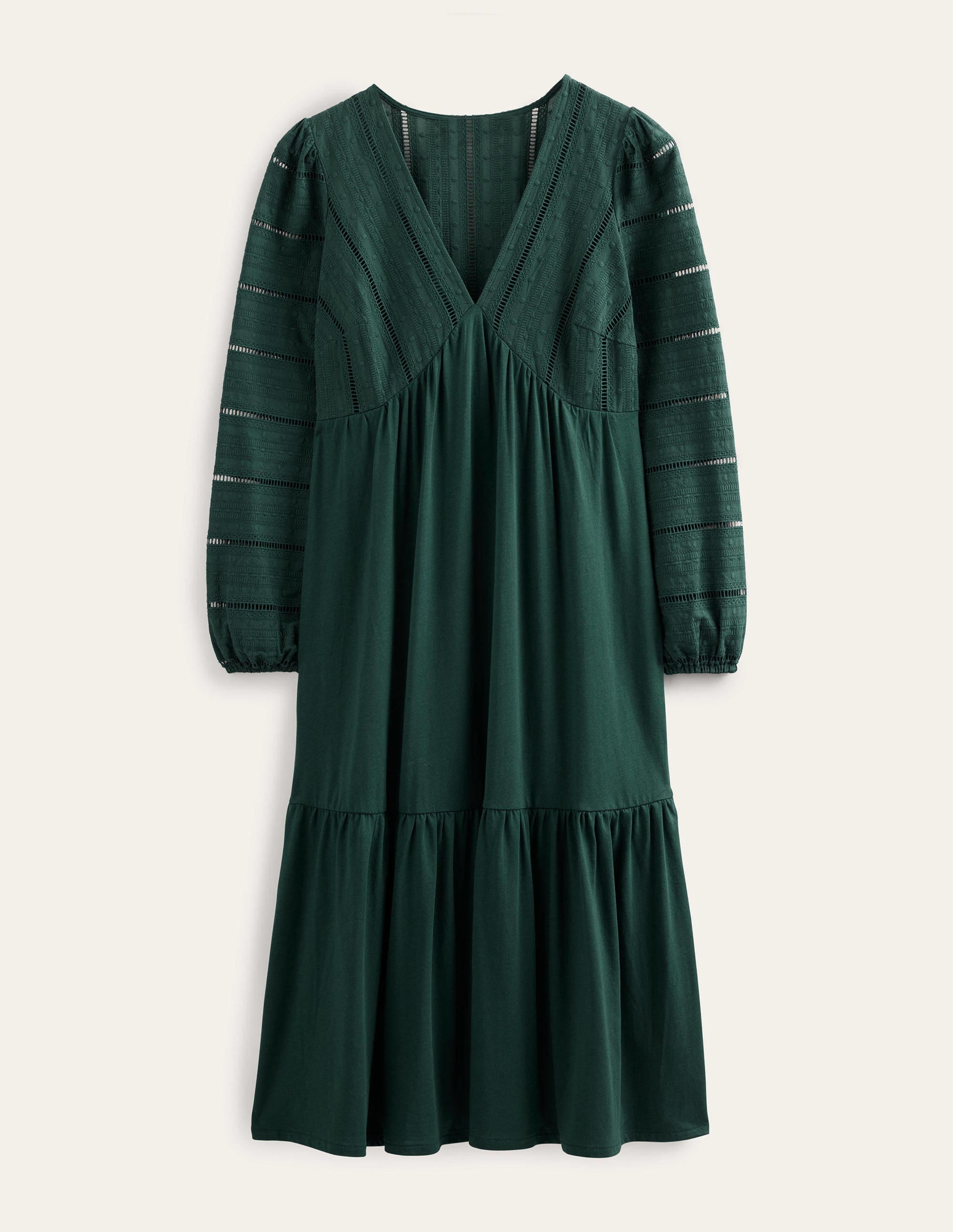 Woven Mix Midi Jersey Dress-Emerald Night - Image 2