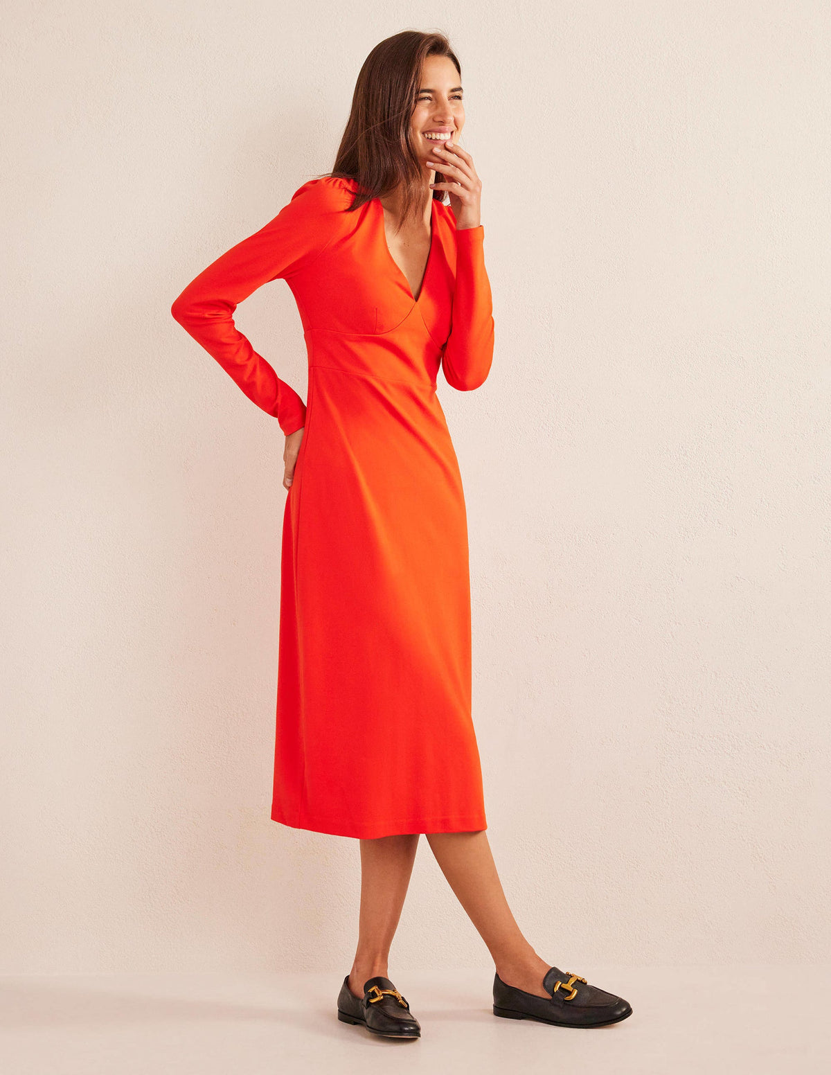Column Jersey Midi Tea Dress-Red Alert - Image 1