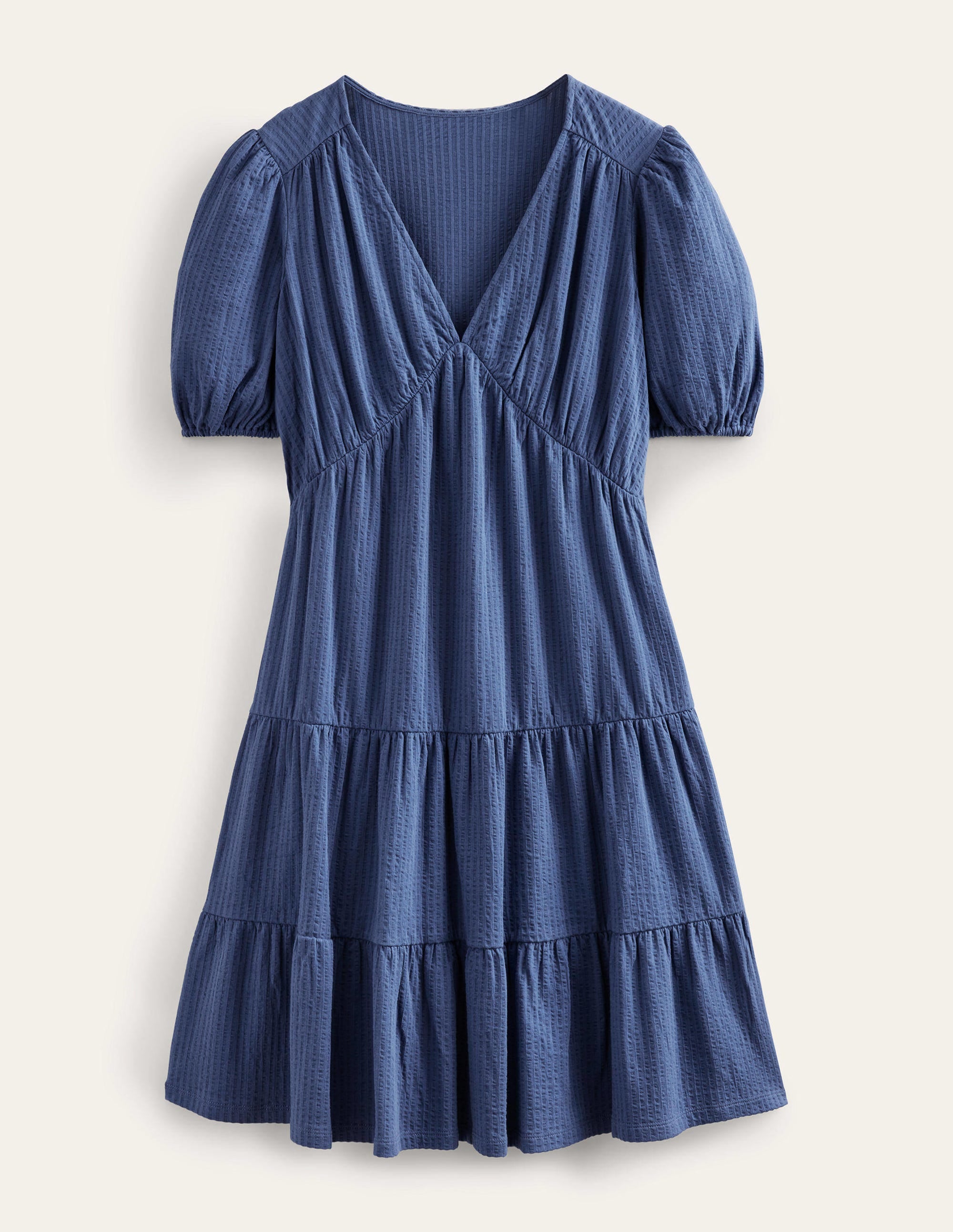 Jersey Seersucker Dress-True Navy - Image 5