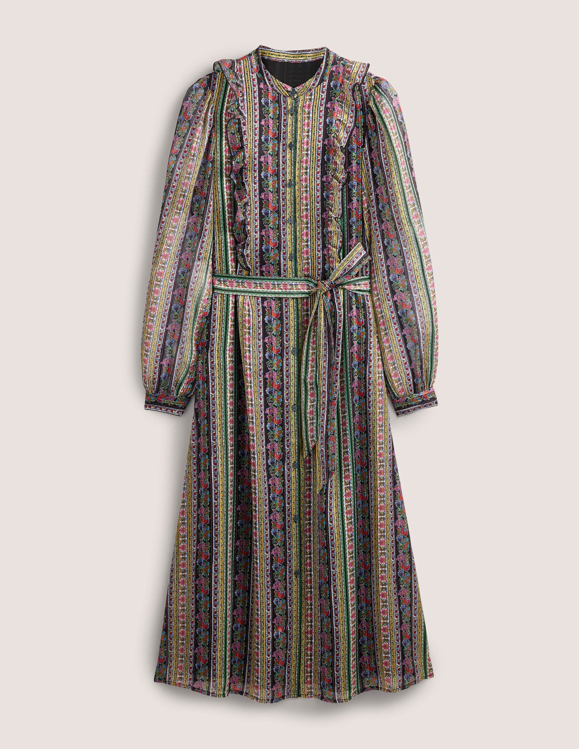 Ruffle Metallic Midi Dress-Multi, Carnation Bloom - Image 7