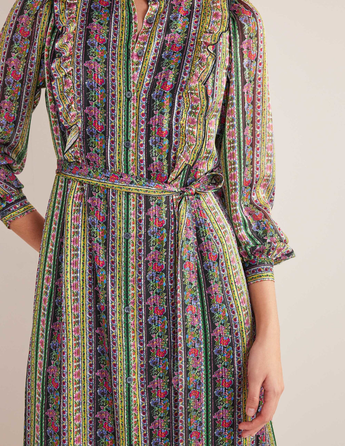 Ruffle Metallic Midi Dress-Multi, Carnation Bloom - Image 5