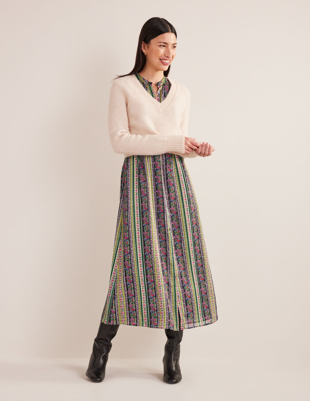 Ruffle Metallic Midi Dress-Multi, Carnation Bloom-6