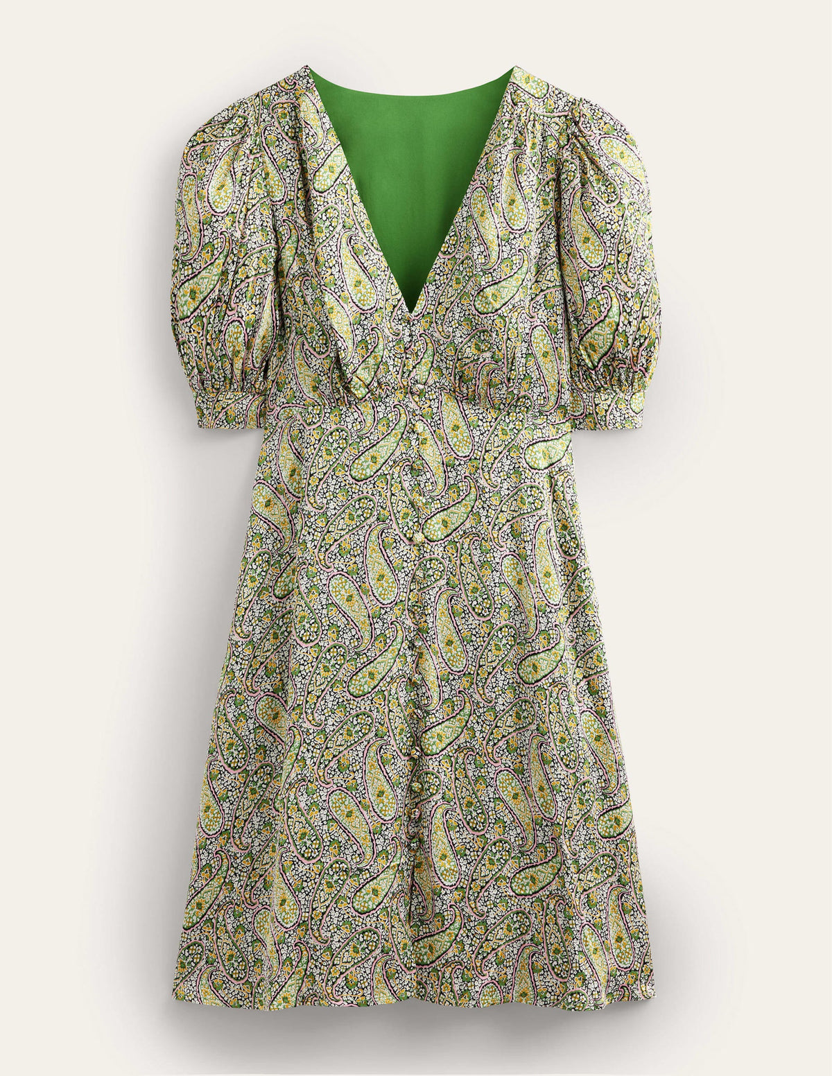 Satin Tea Dress-Park Ranger, Paisley Blooms-2
