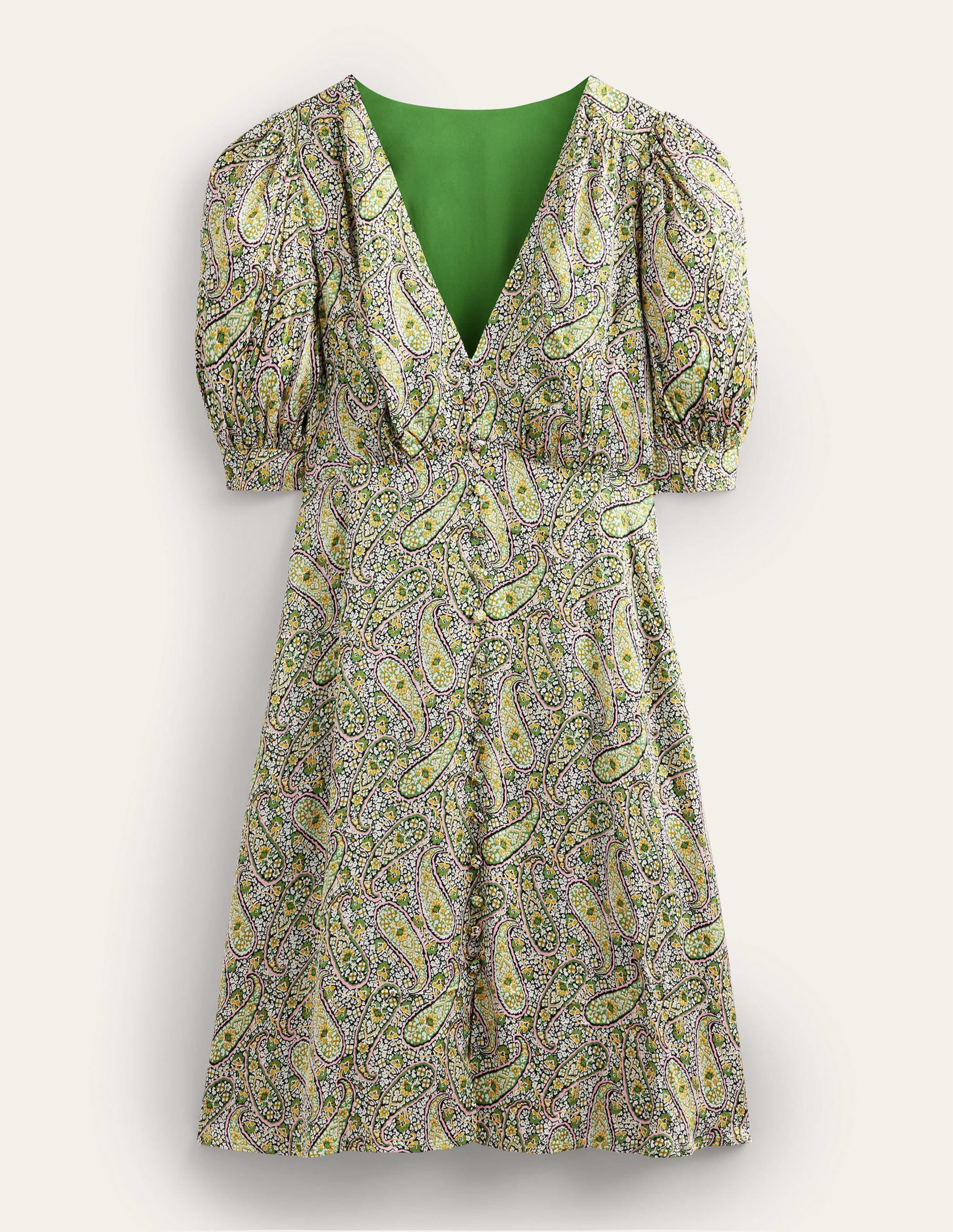 Satin Tea Dress-Park Ranger, Paisley Blooms - Image 2
