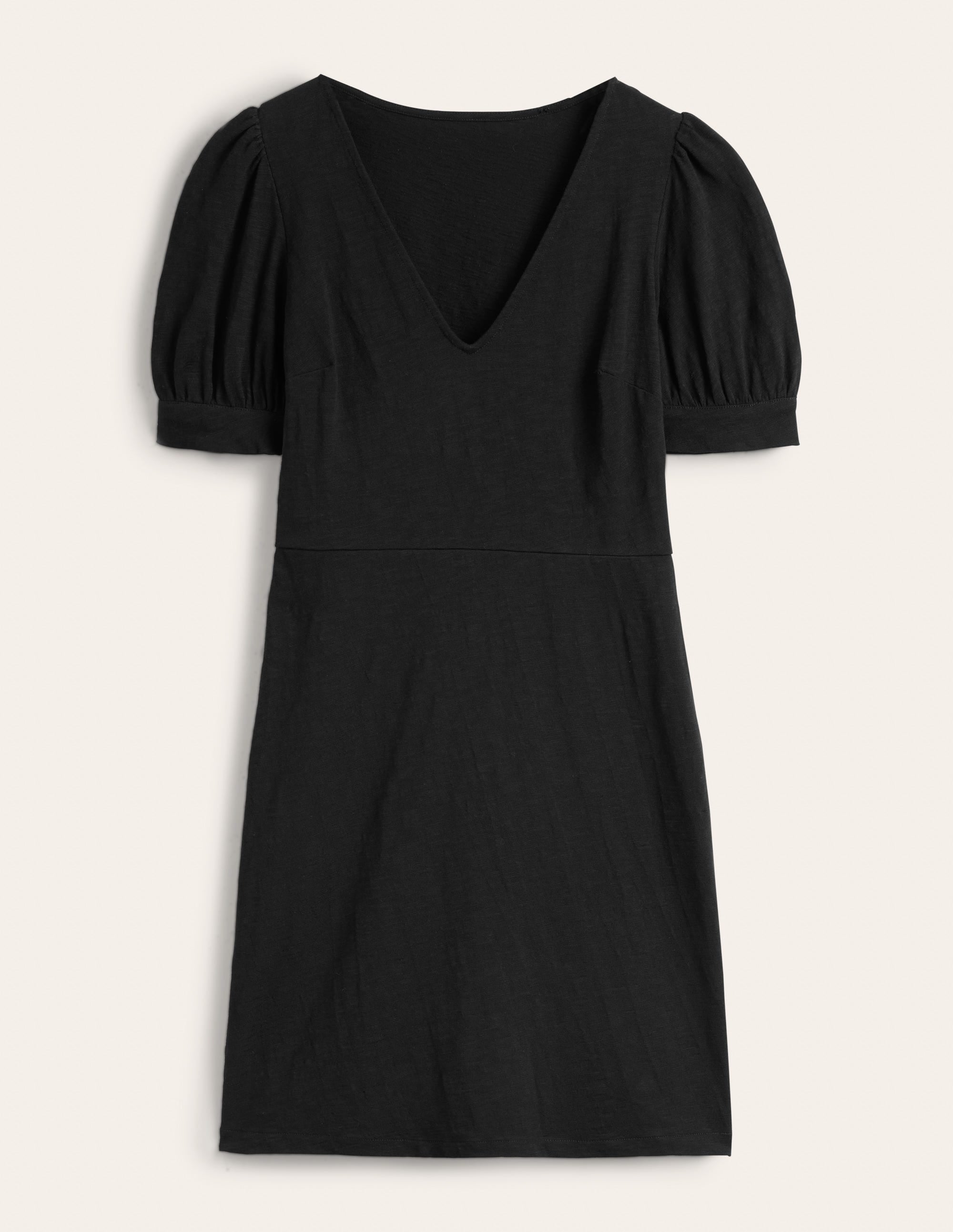 V-Neck Jersey Mini Dress-Black - Image 5