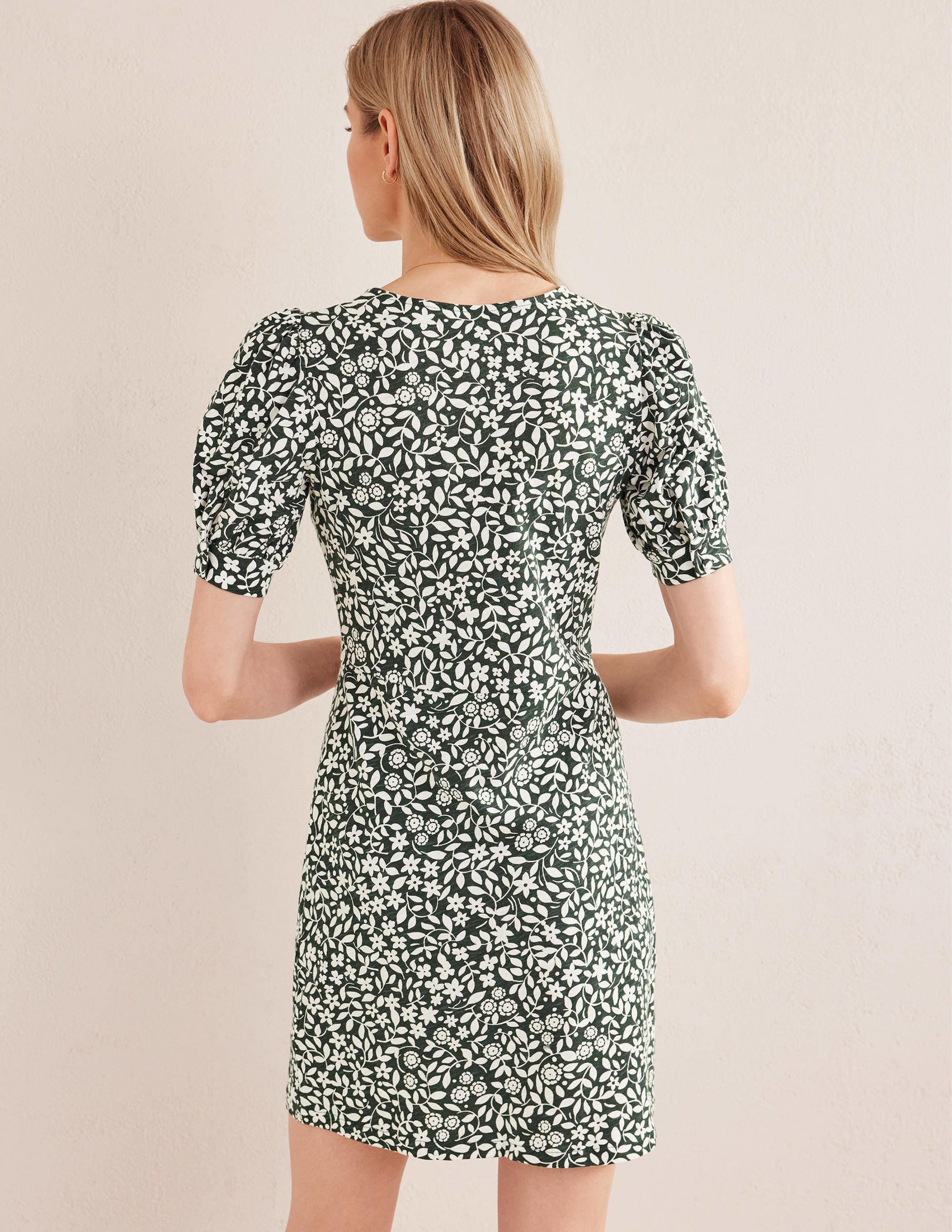 V-Neck Jersey Mini Dress-Chatsworth, Sunflower Pop - Image 3