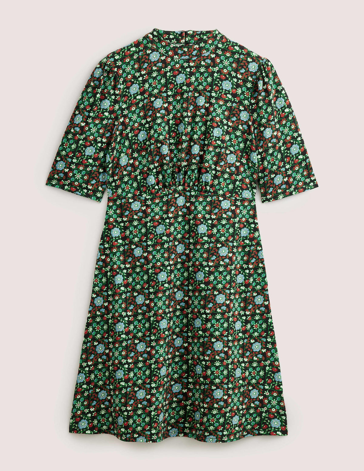 Jersey Mini Dress-Black, Gardenia Swirl - Image 6