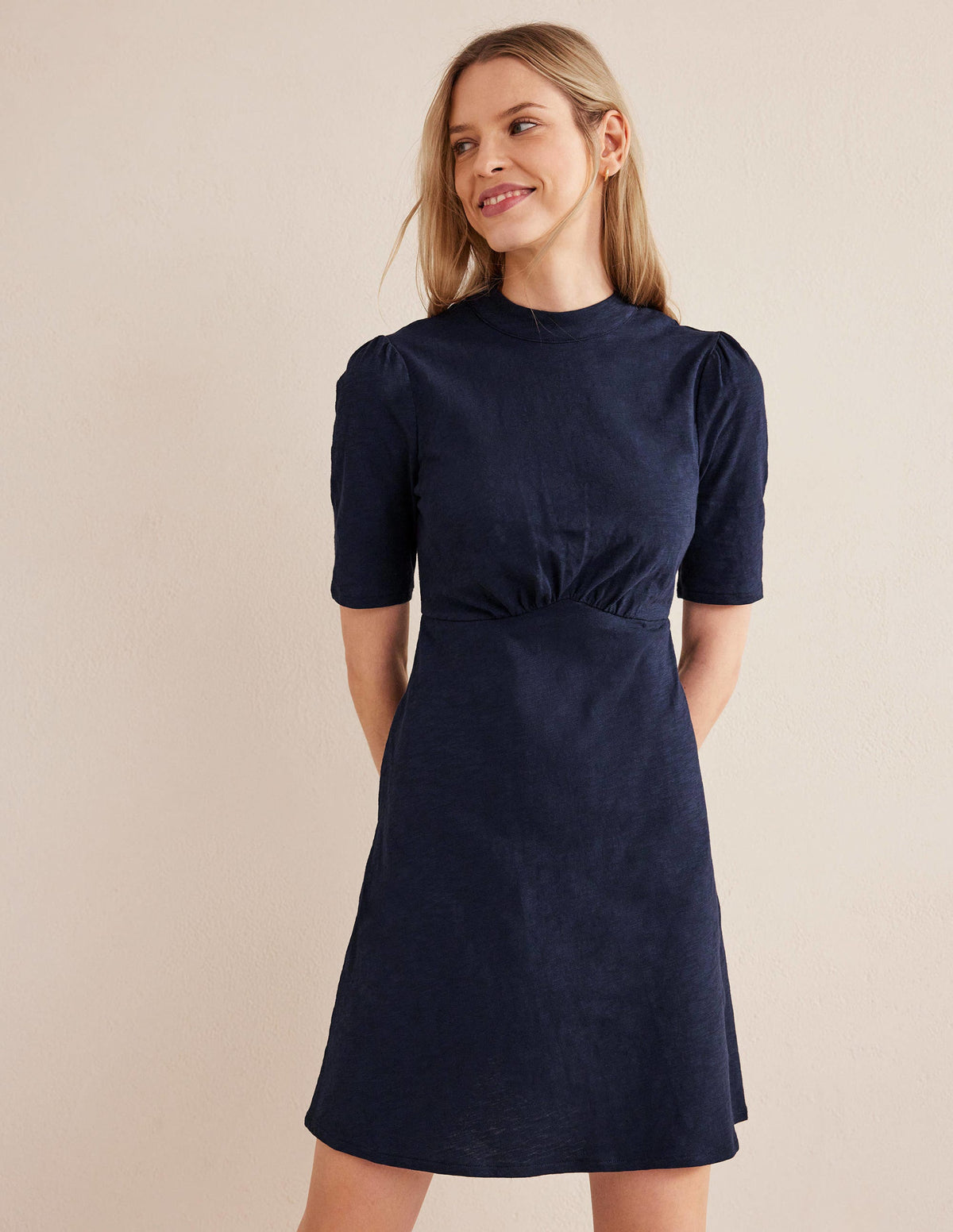 Jersey Mini Dress-Navy-1