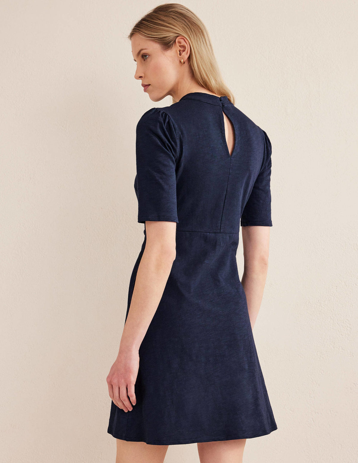 Jersey Mini Dress-Navy-3